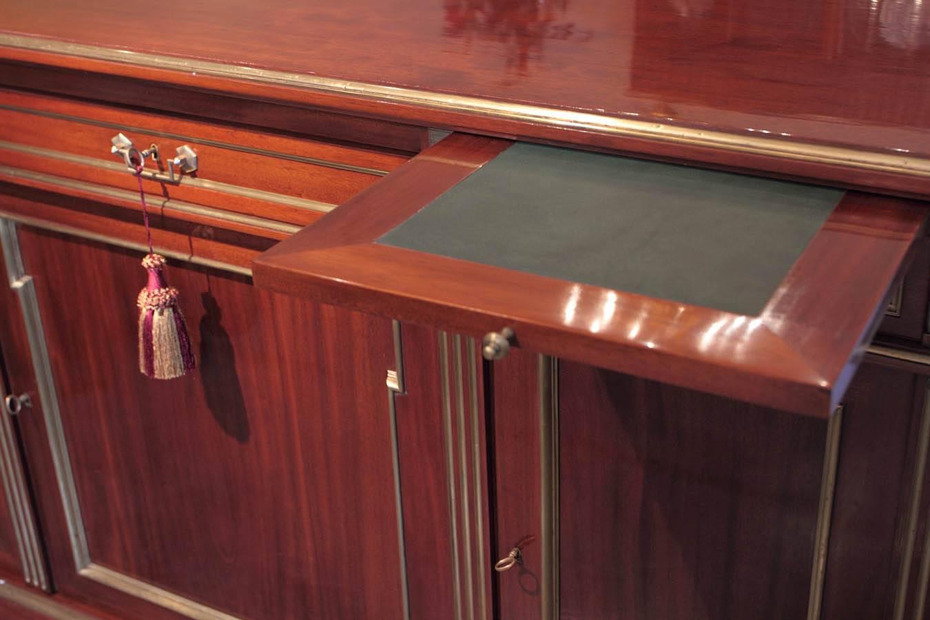 19th Century French Louis XVI Mahogany and Gilt Brass Inlaid Buffet 4