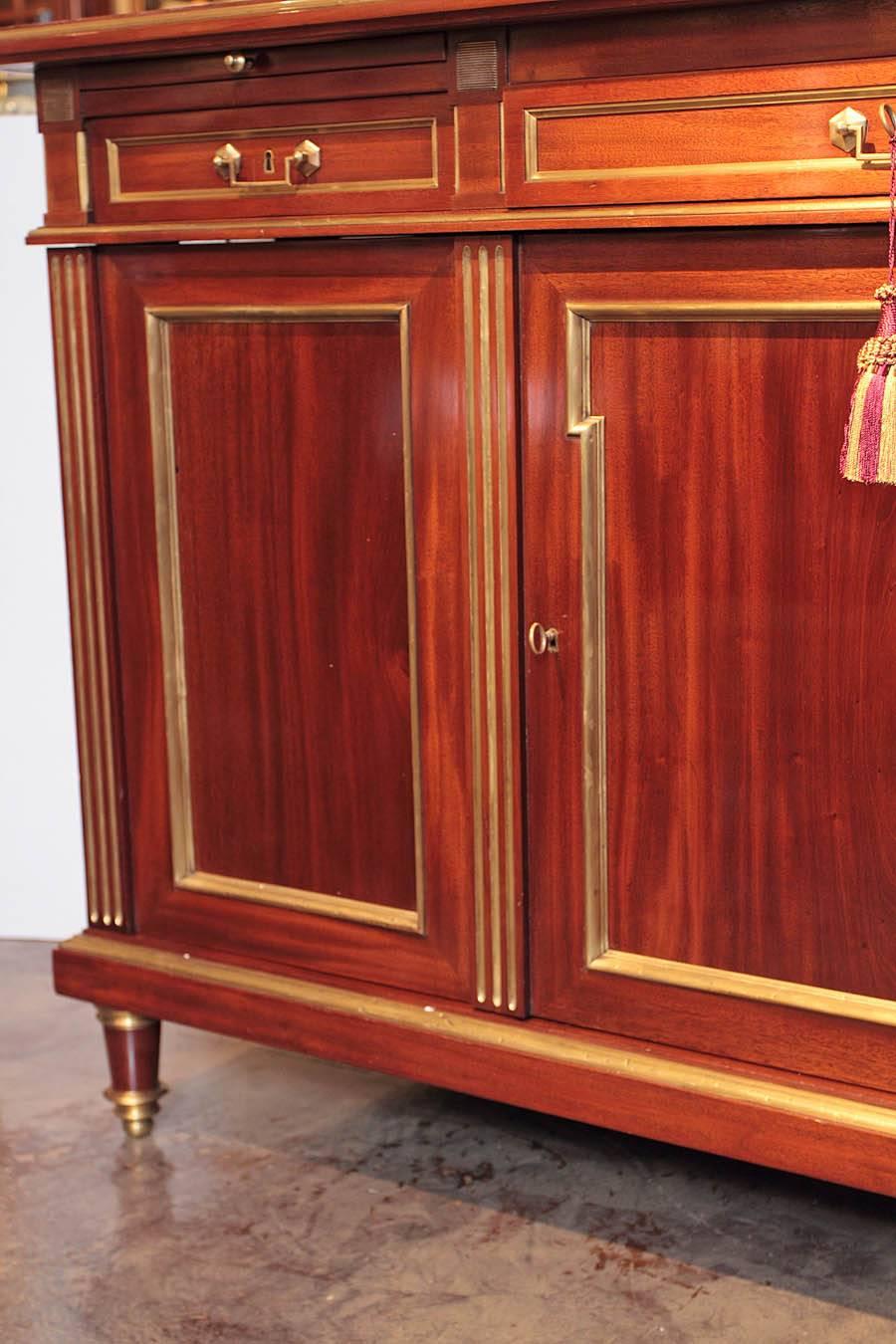 19th Century French Louis XVI Mahogany and Gilt Brass Inlaid Buffet 5