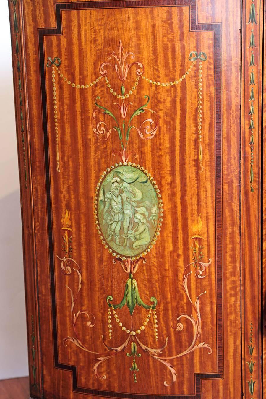 19th Century Regency Period Painted Satinwood Demilune For Sale 2