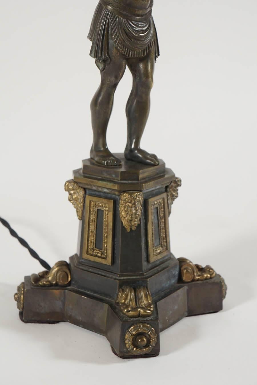 William IV Thomas Messenger and Sons 'Atlas' Bronze Lamp Base, England, circa 1835