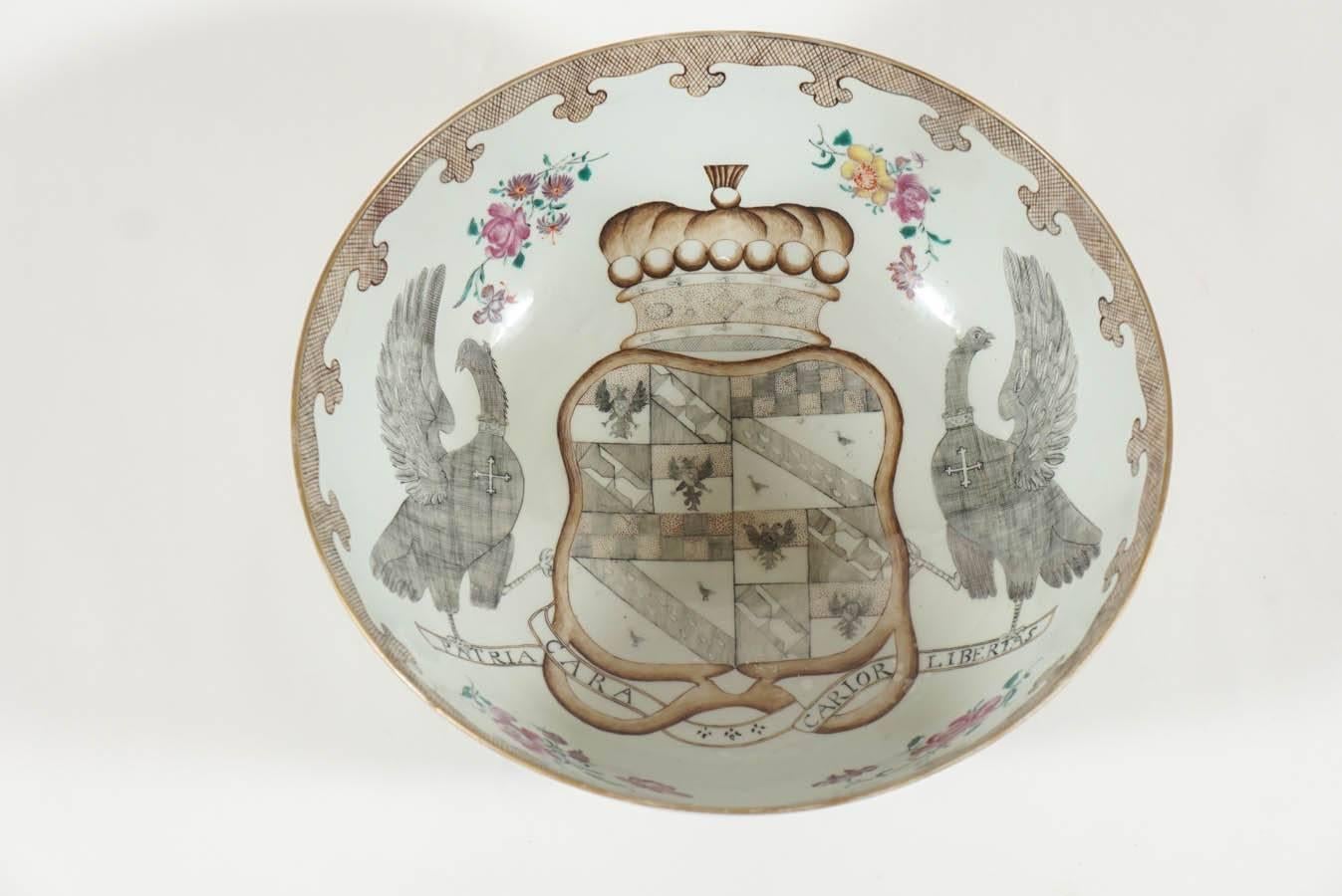 18th Century The Pleydell-Bouverie Family Punch Bowl, Chinese Export, circa 1750