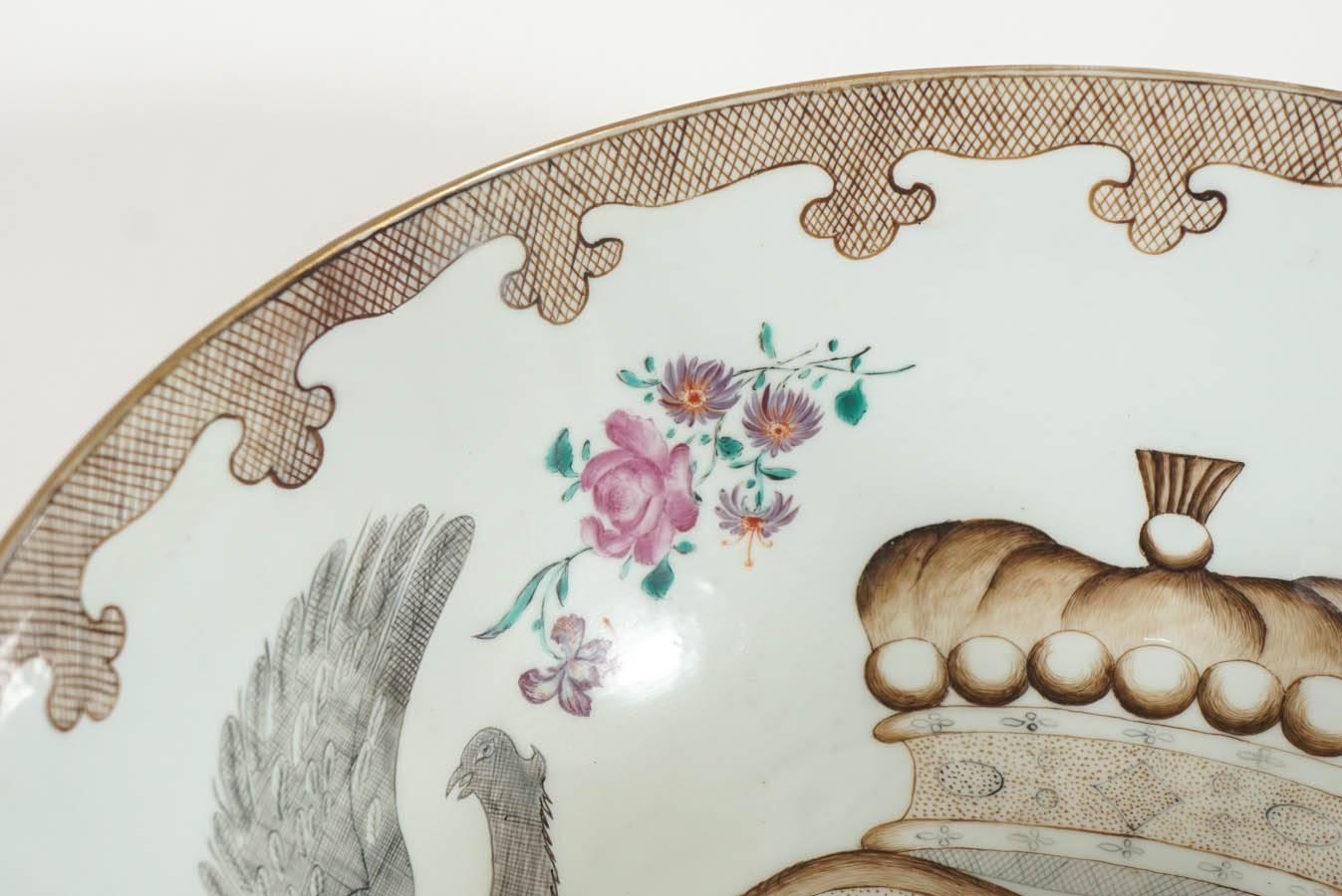 Porcelain The Pleydell-Bouverie Family Punch Bowl, Chinese Export, circa 1750