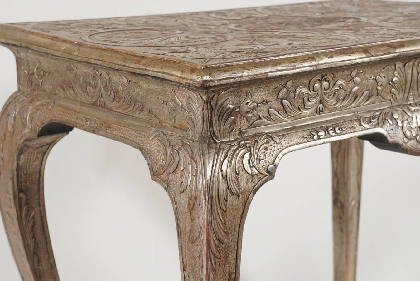 English George I Silvered Gesso Table, James Moore, England, circa 1715