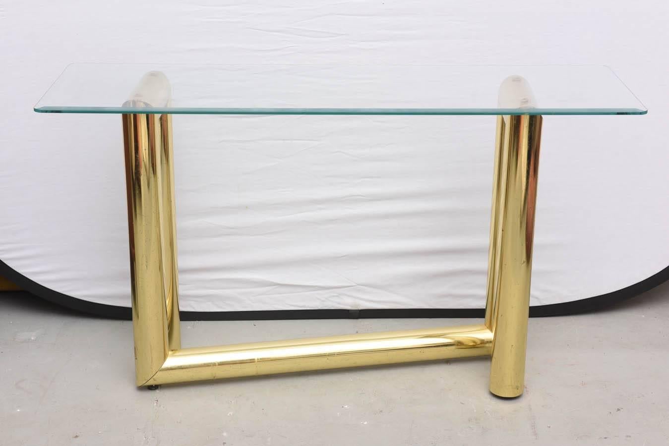 American Abstract Brass Karl Springer Console Table, 1970s, USA
