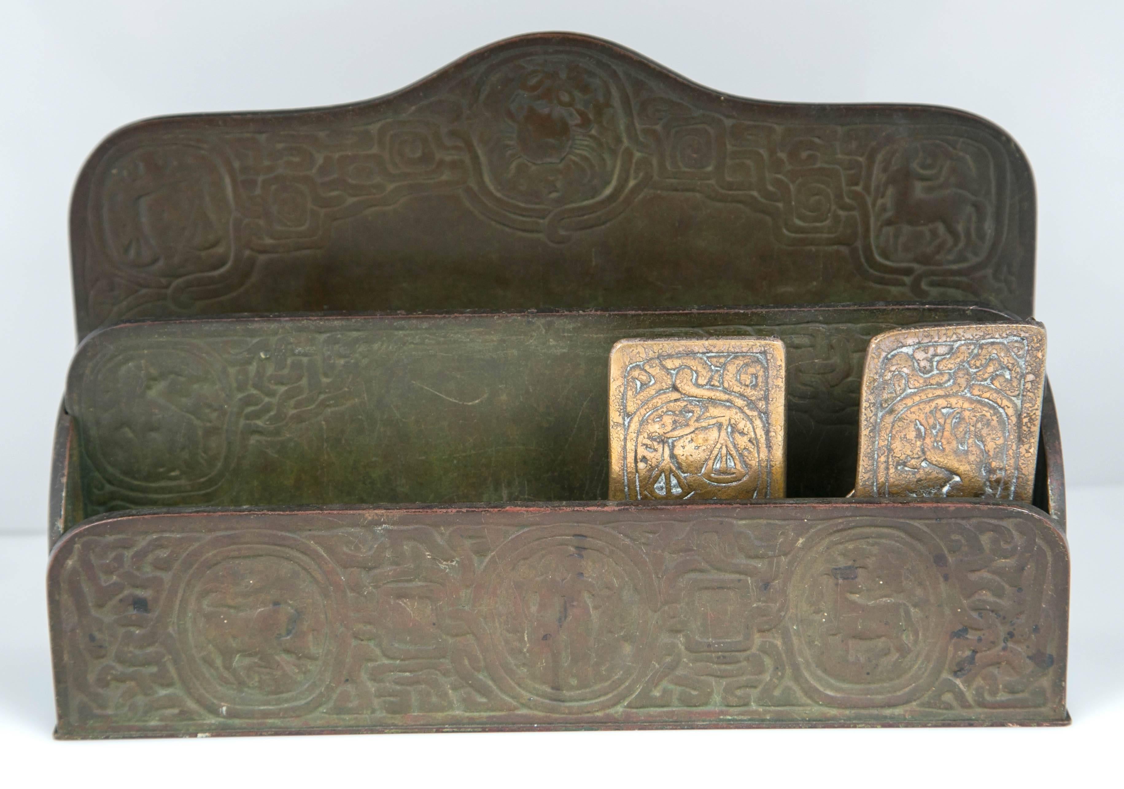Tiffany Studios Bronze Letter Holder In Good Condition For Sale In Stamford, CT