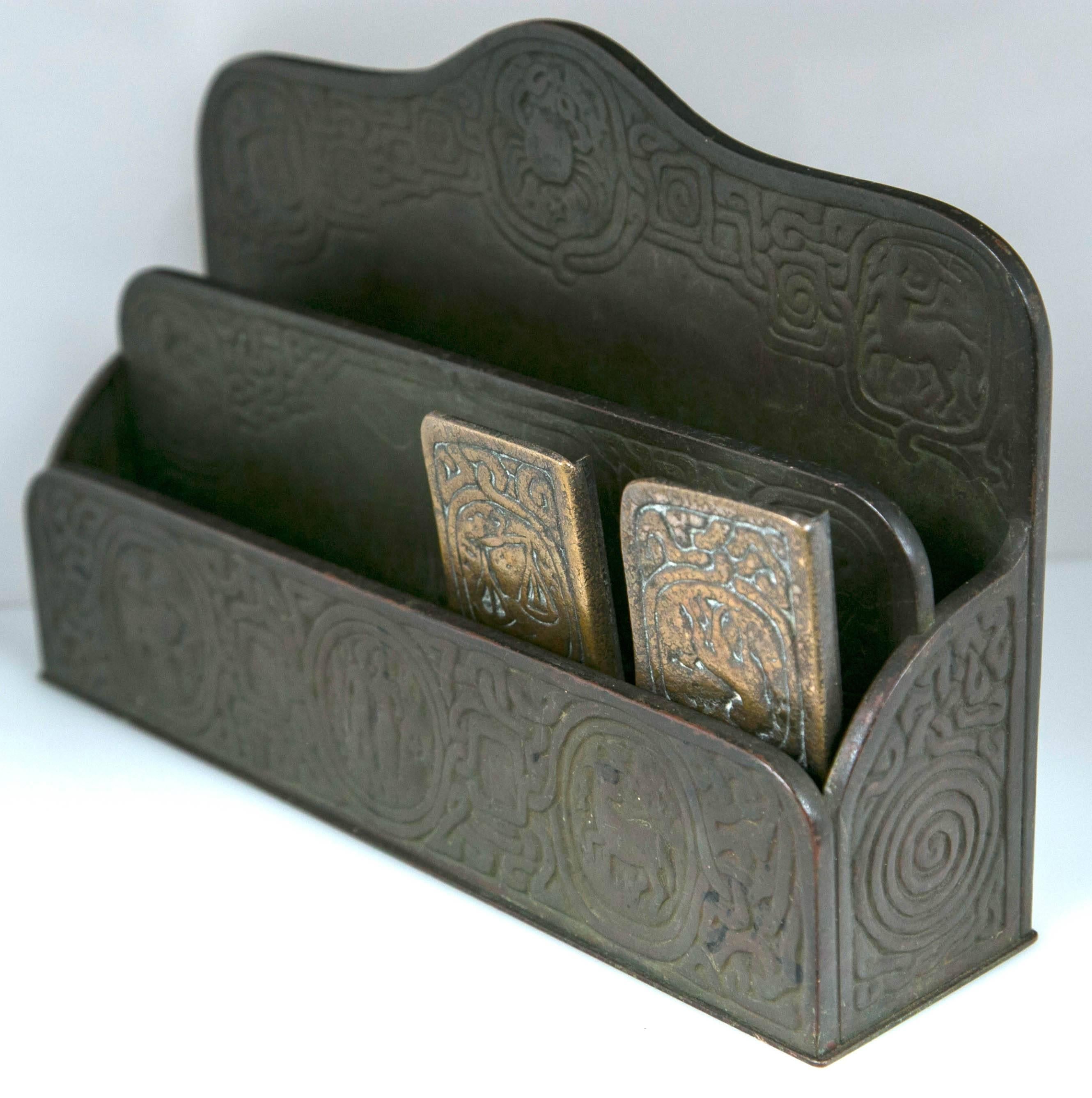 Early 20th Century Tiffany Studios Bronze Letter Holder For Sale