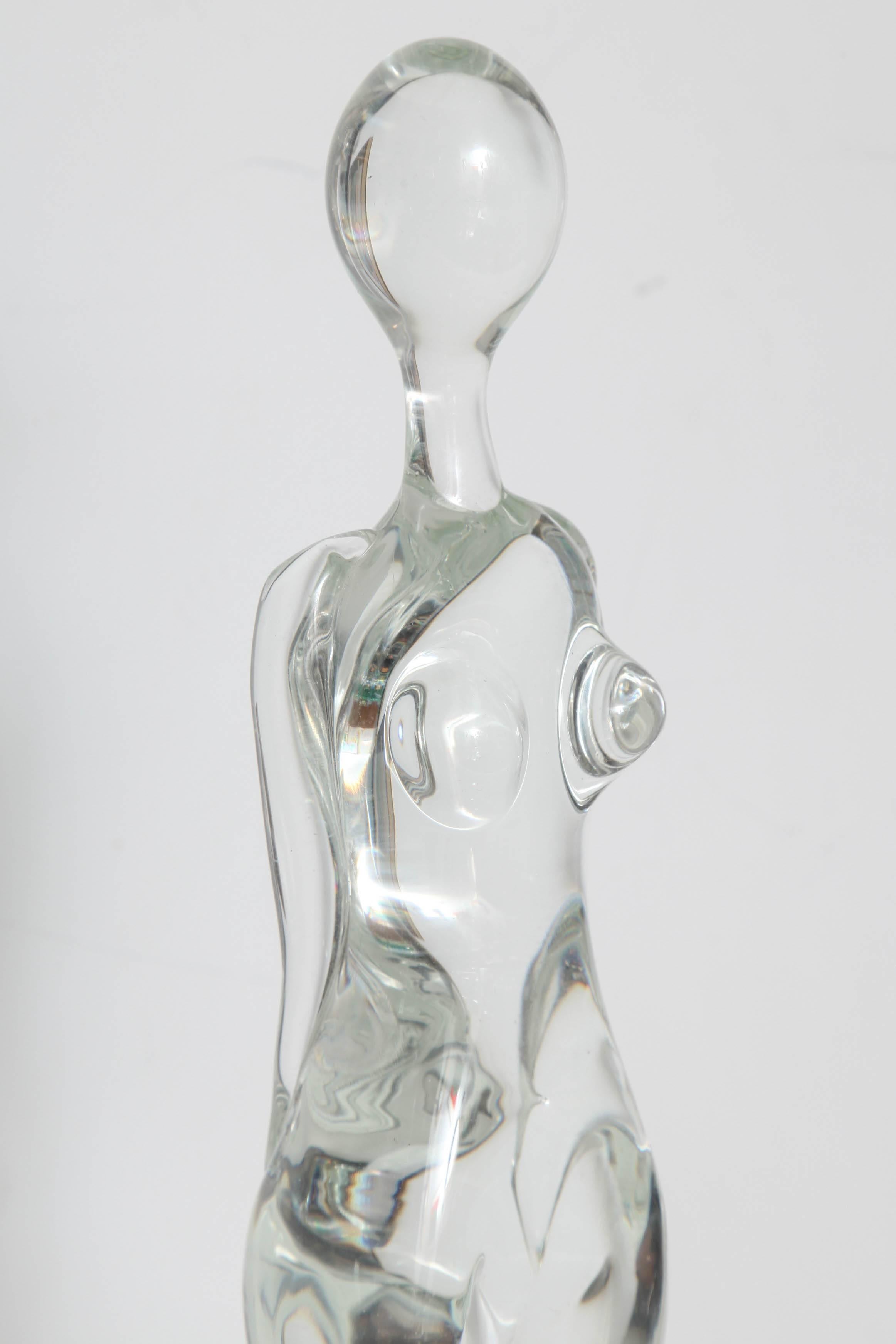 Italian Glass Nude Standing Figural Sculpture In Excellent Condition In New York, NY