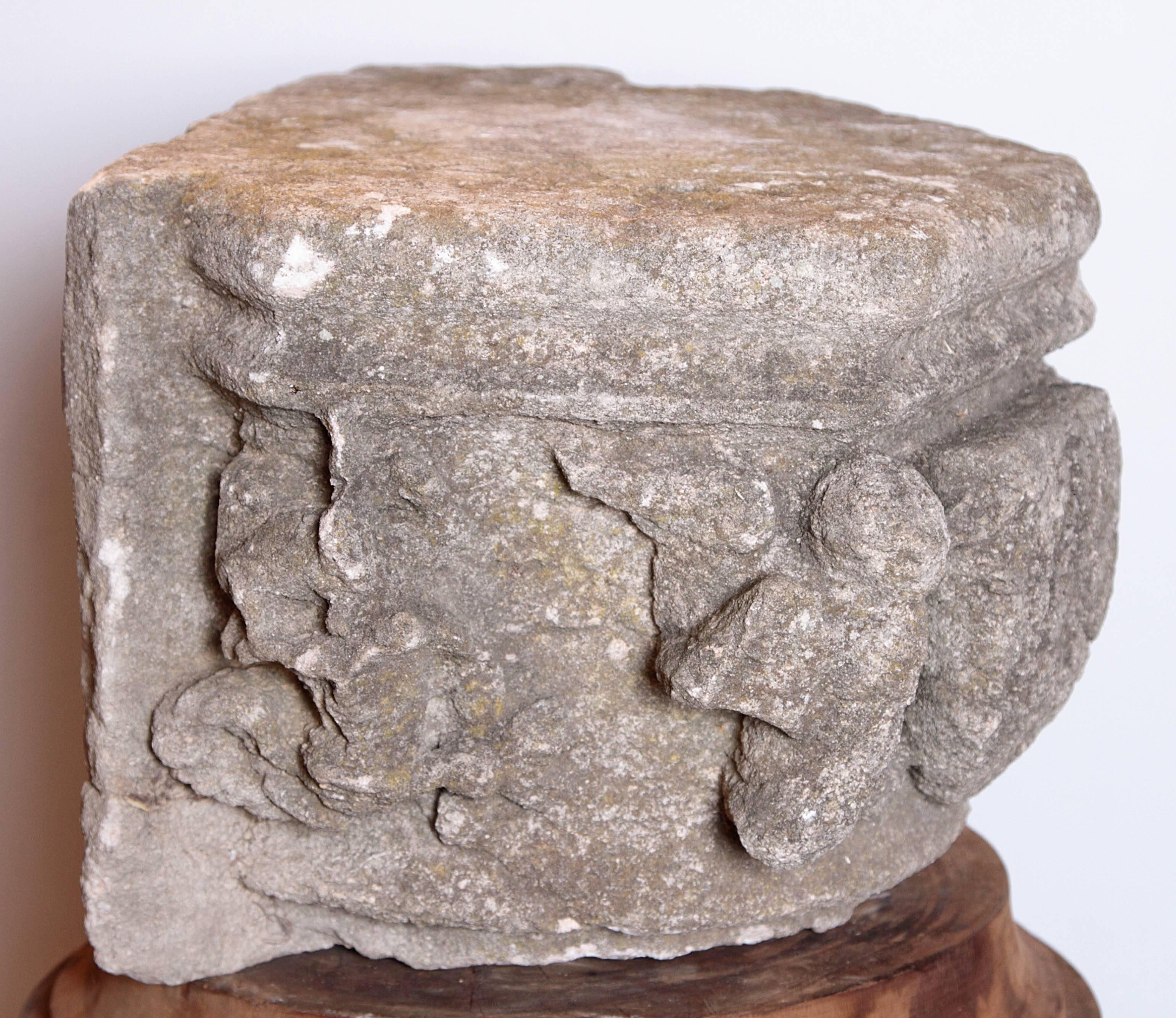Gothic Rare 16th Century Architectural Stone Capital from France For Sale