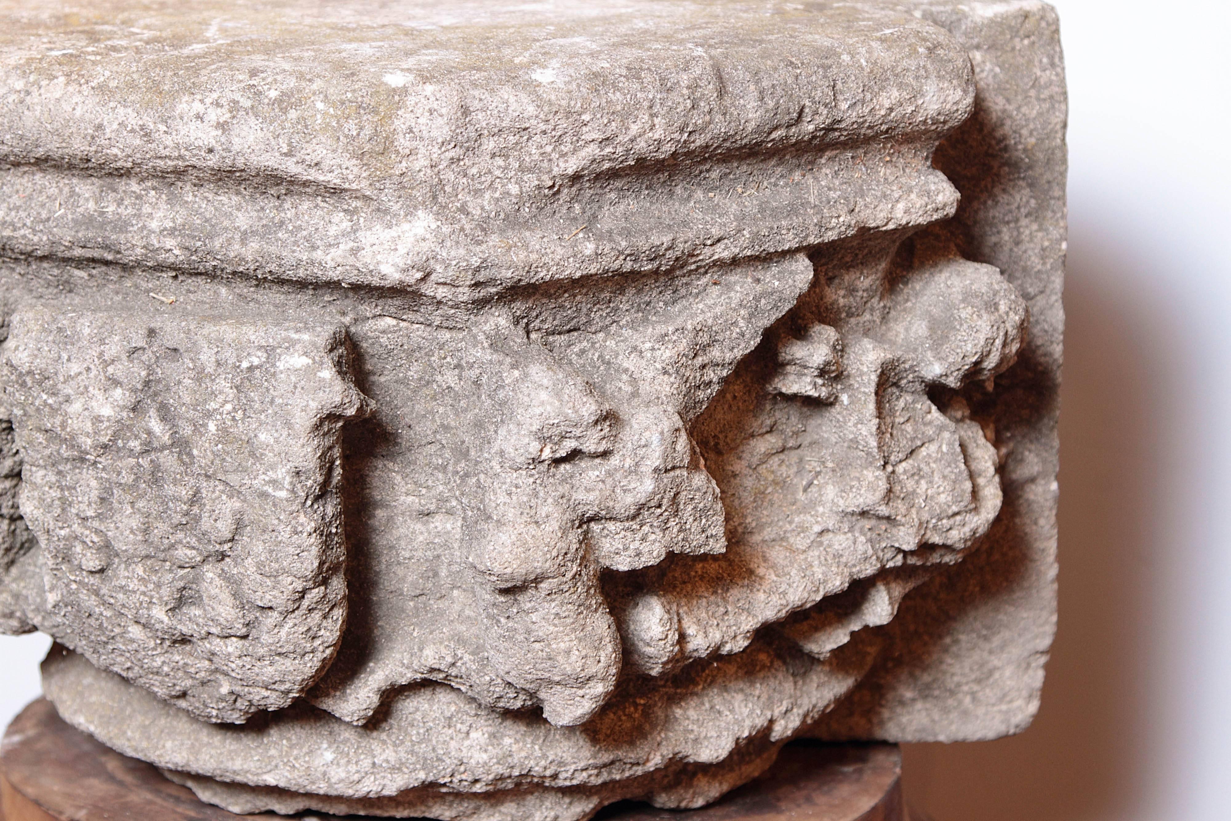 Rare 16th Century Architectural Stone Capital from France For Sale 2