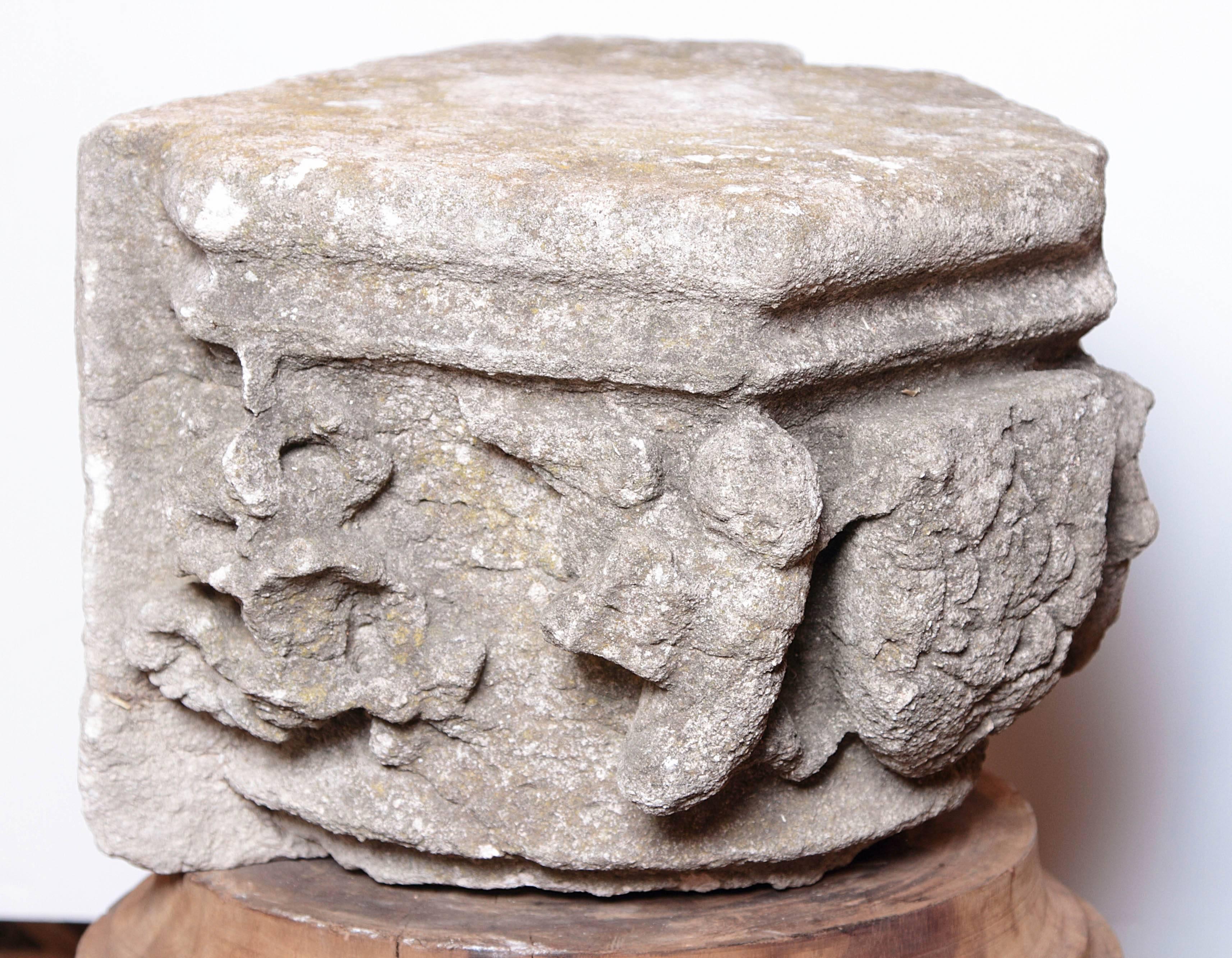 Rare 16th Century Architectural Stone Capital from France For Sale 3