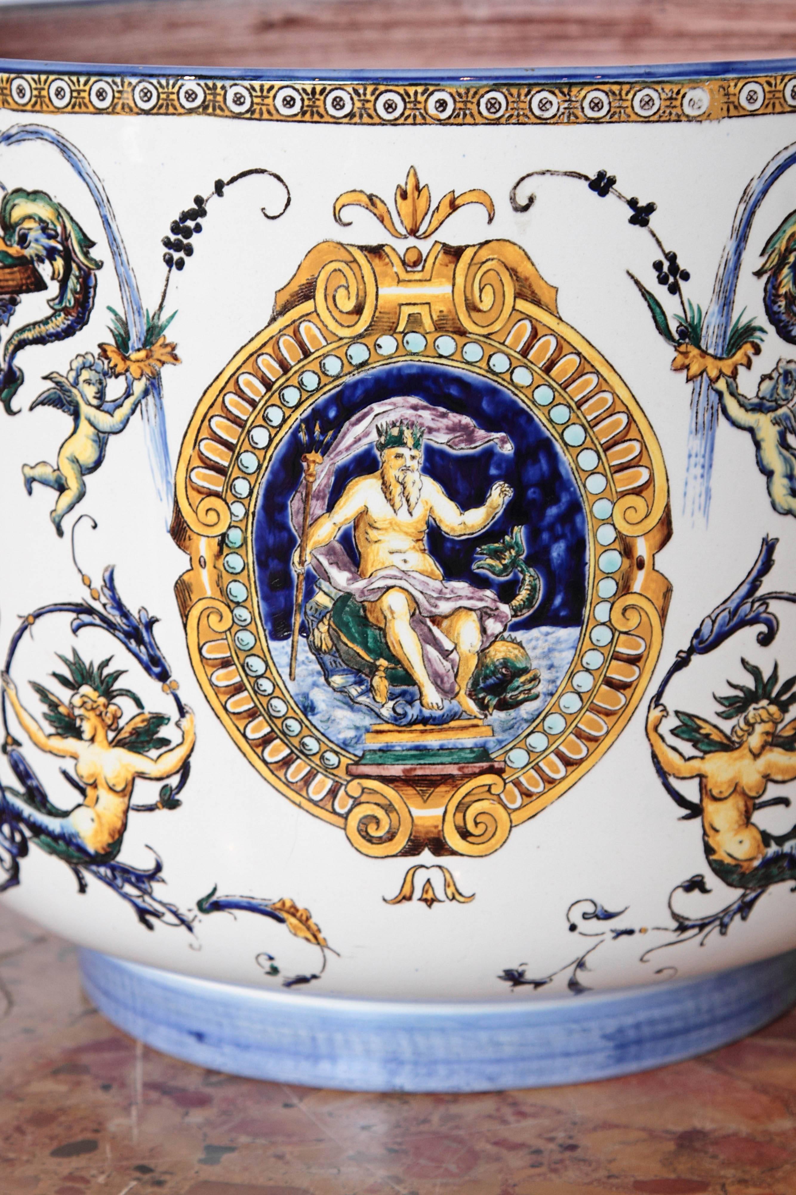 Antique French Faience Jardiniere by Gien 1