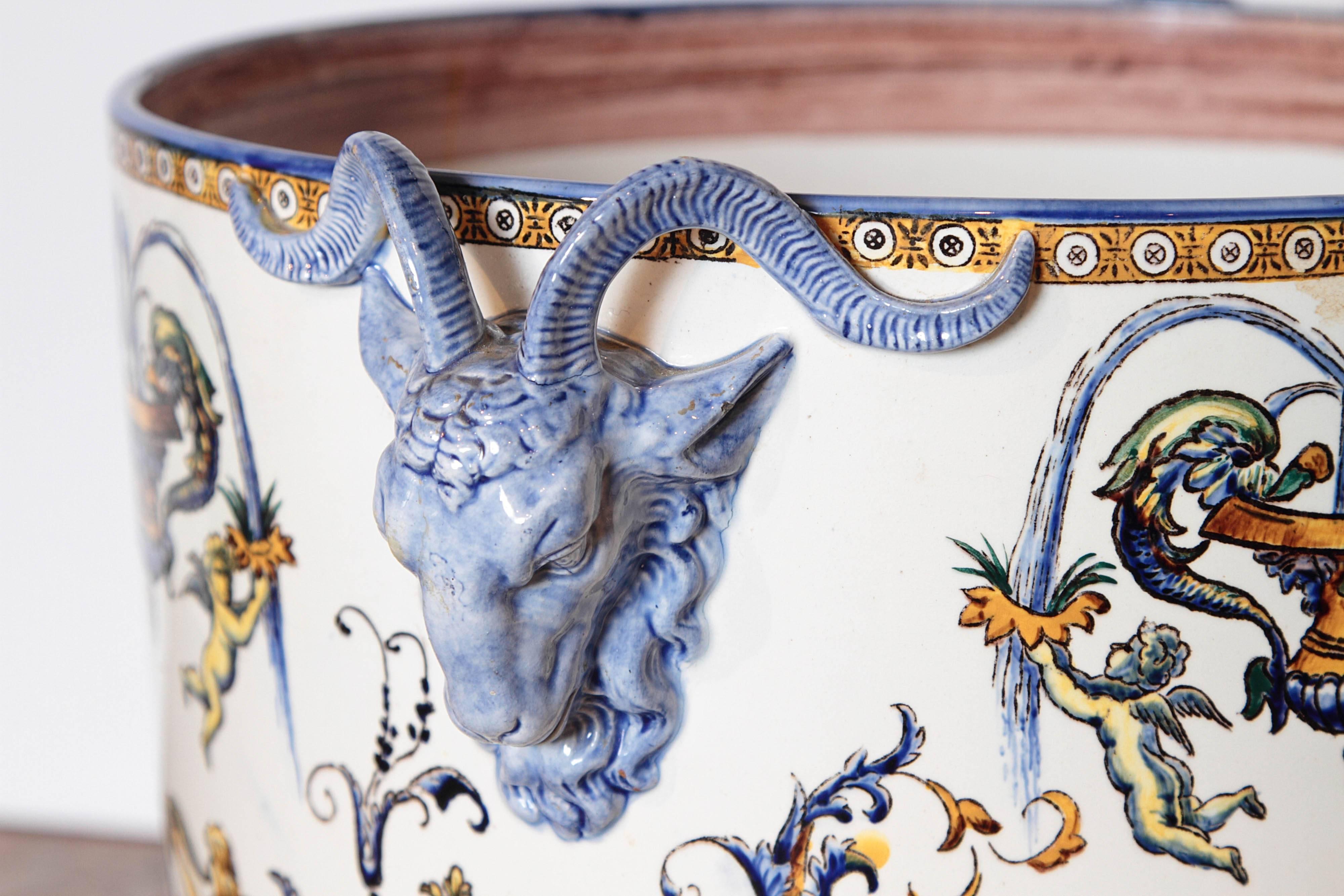 Antique French Faience Jardiniere by Gien 2