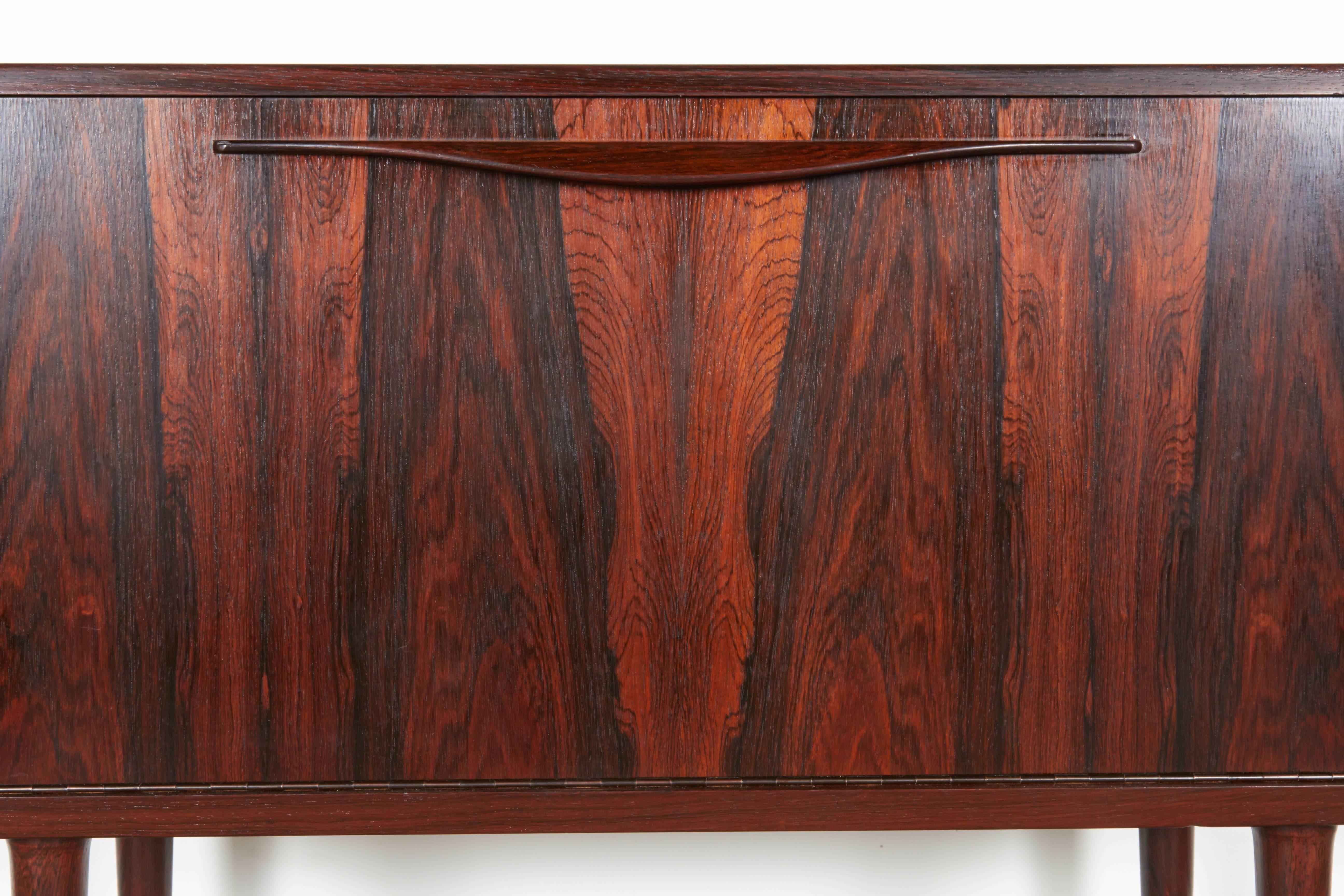 Rosewood Cabinet with Drop Down Door In Excellent Condition In New York, NY