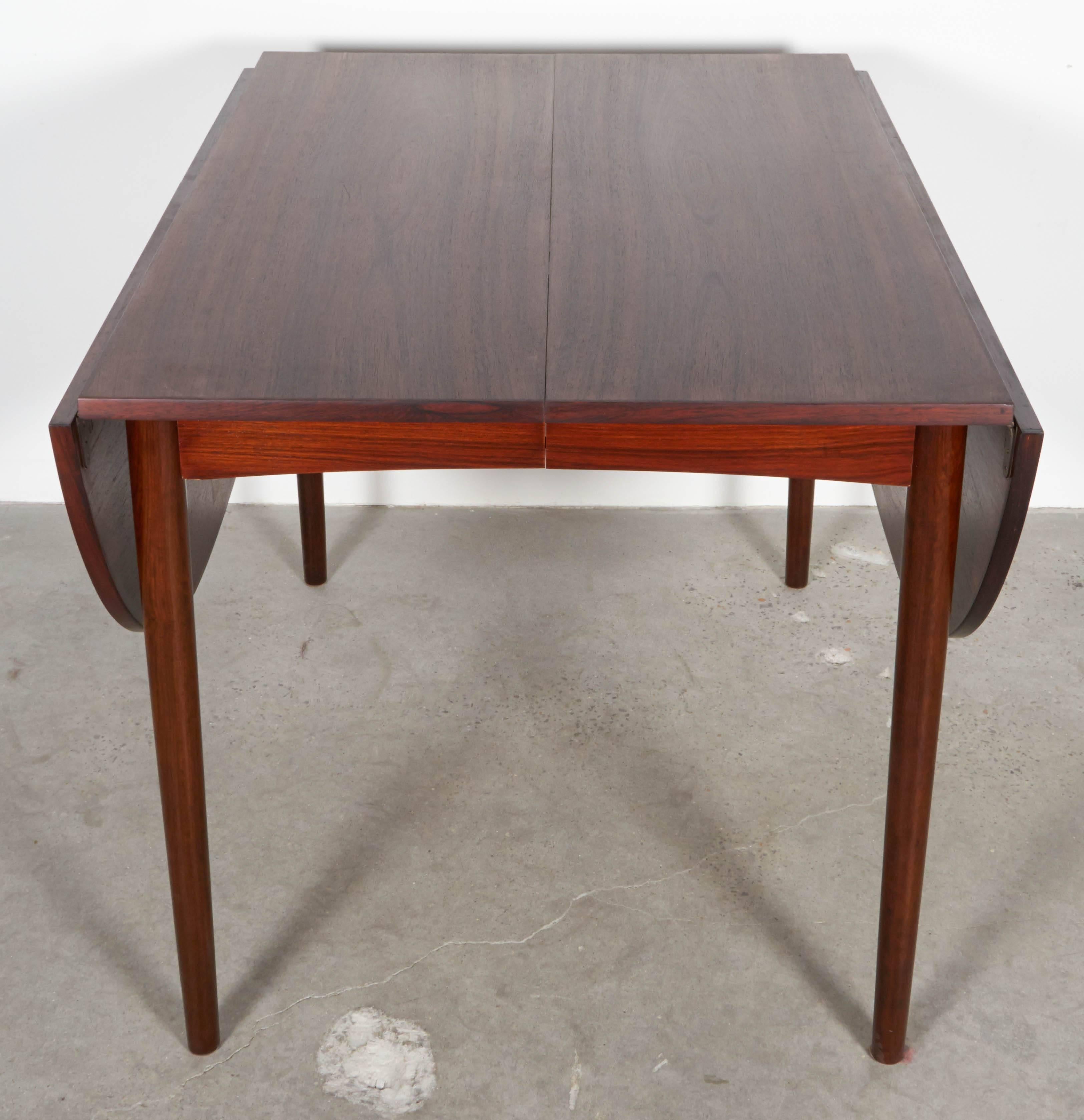 Scandinavian Modern Rosewood Drop Leaf Dining Table