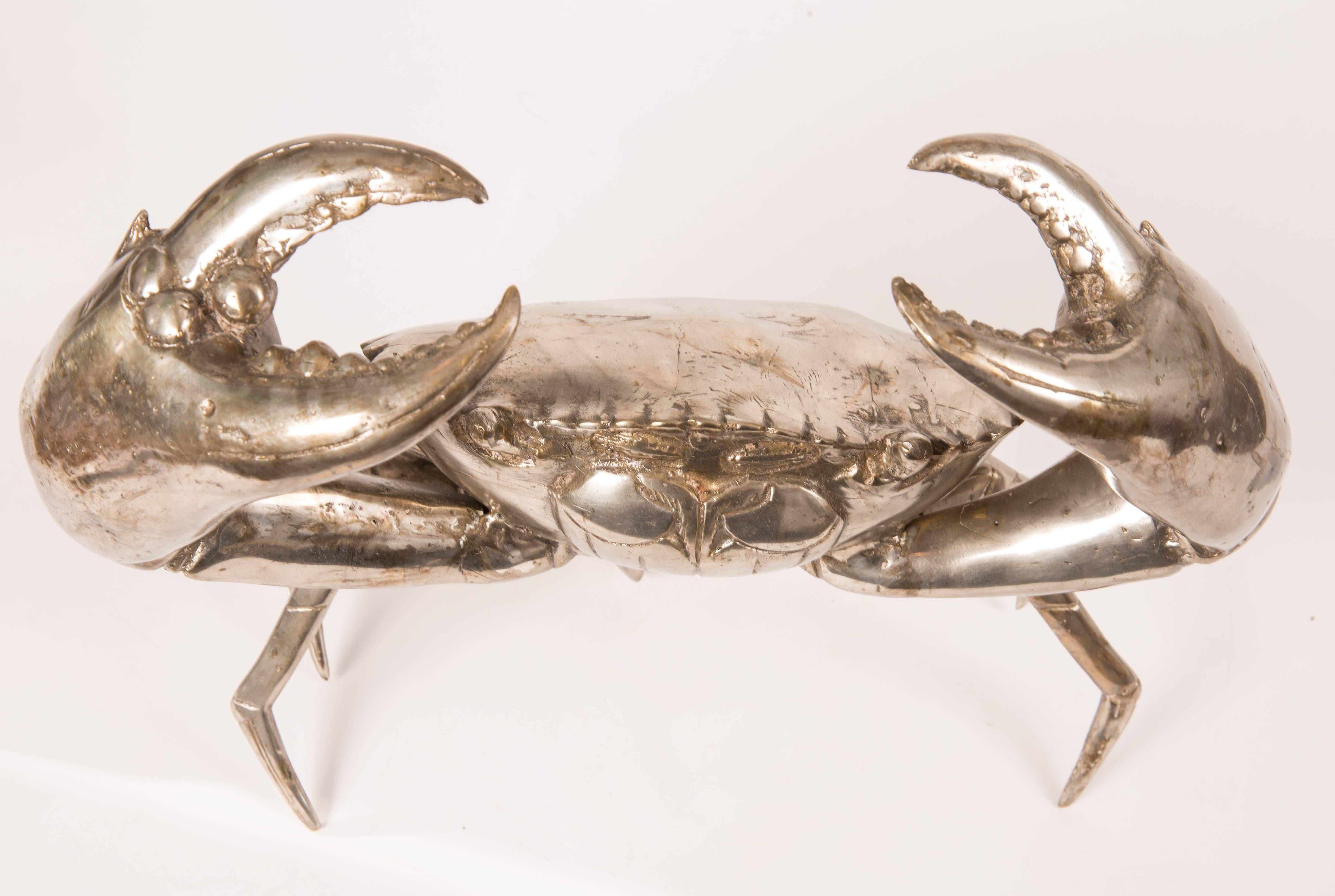 Large Silver Plated Bronze Crab Sculpture 1