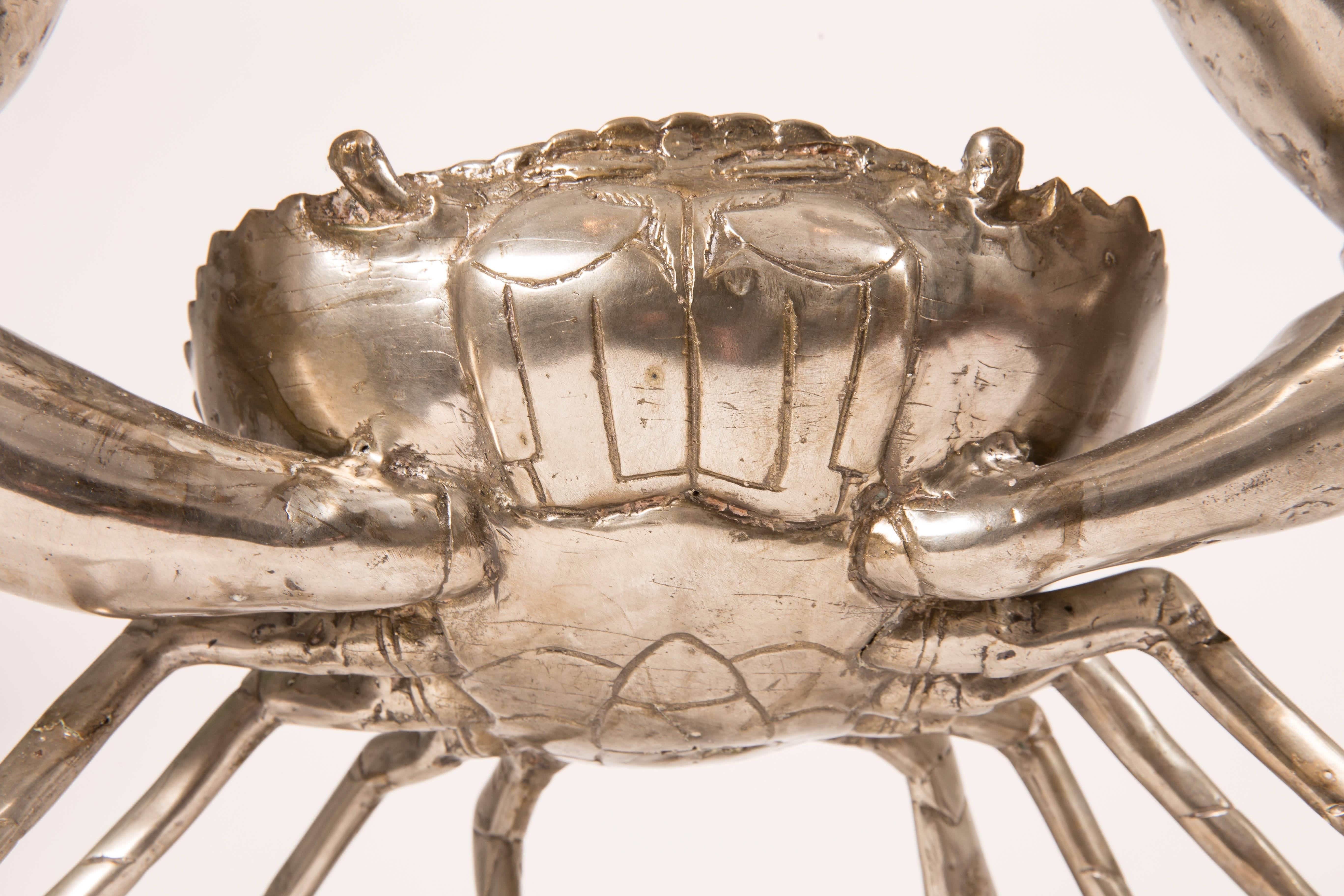 Large Silver Plated Bronze Crab Sculpture 2
