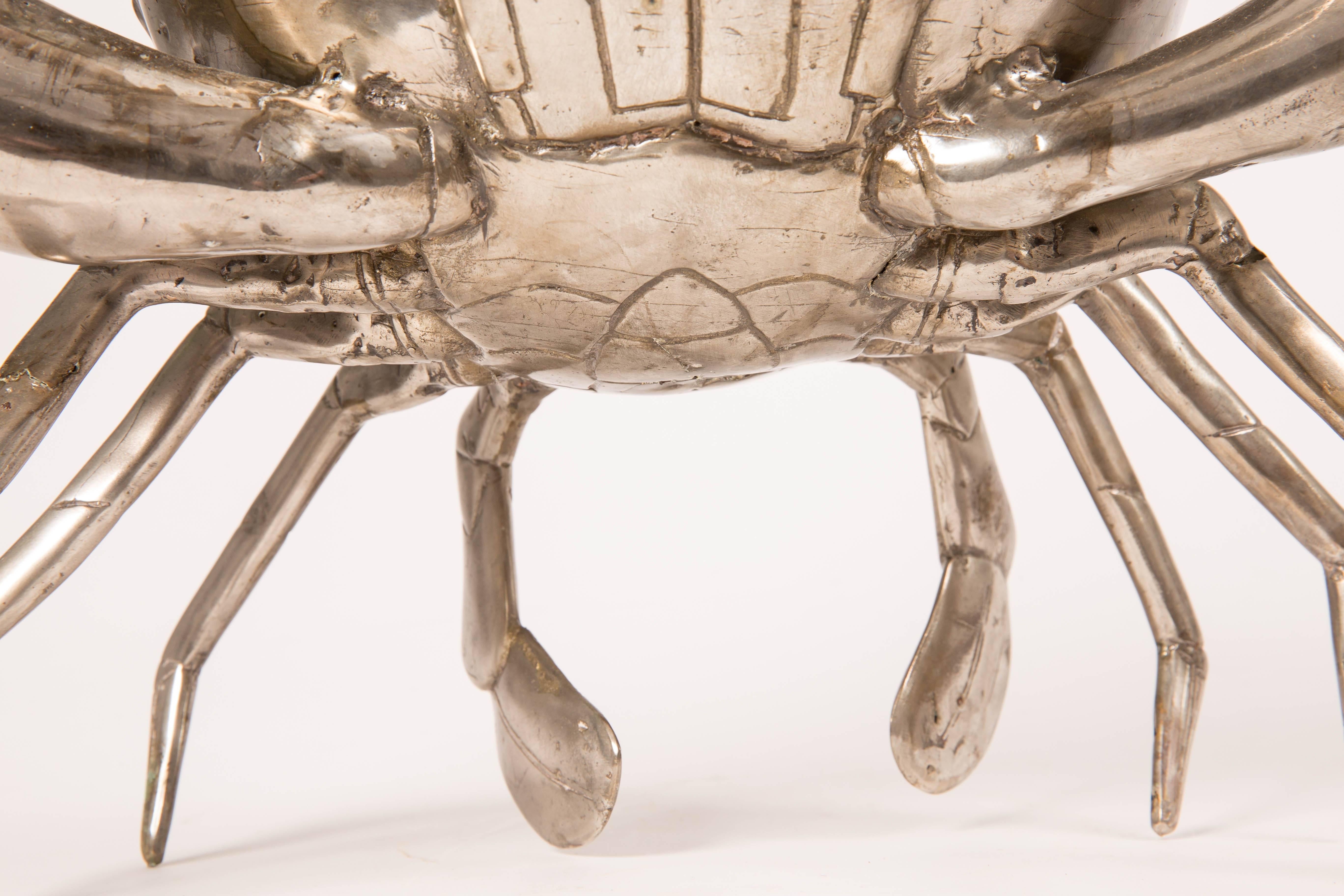 Large Silver Plated Bronze Crab Sculpture 3