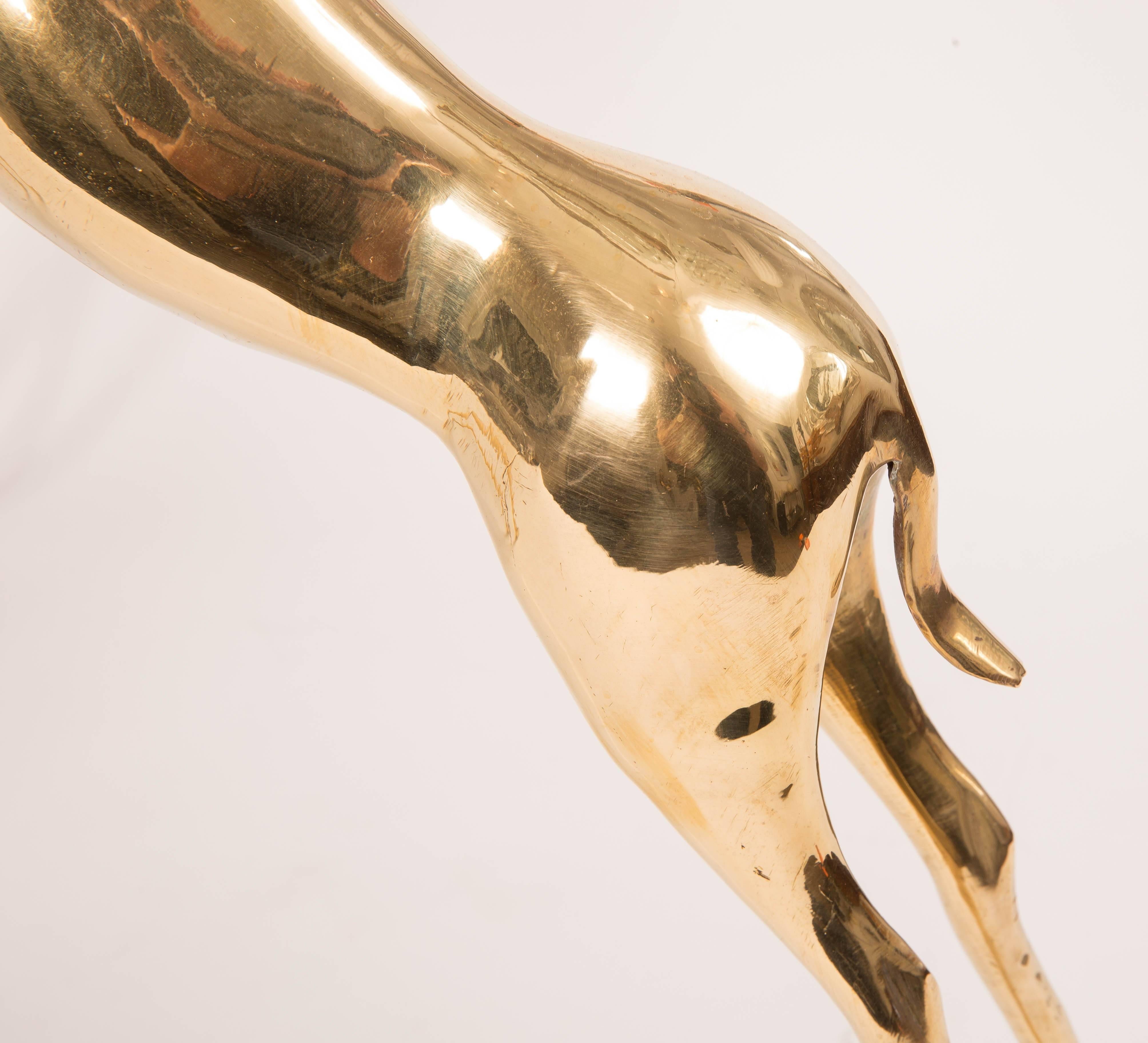 Pair of Glass Top Side Tables Featuring Brass Base Composed of Rearing Deer 2