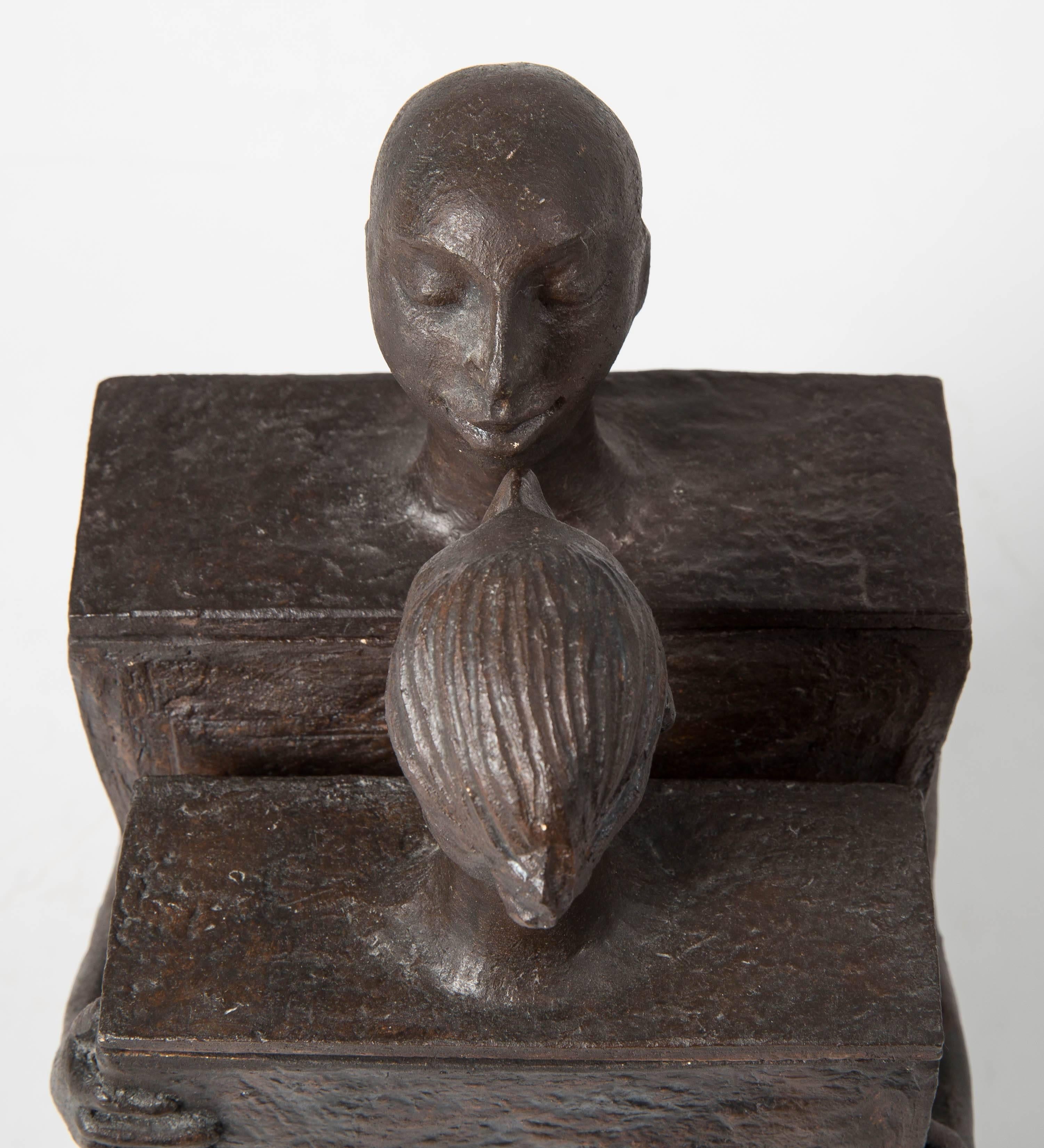 Embracing Male and Female Ceramic Figural Lidded Box Sculpture 2