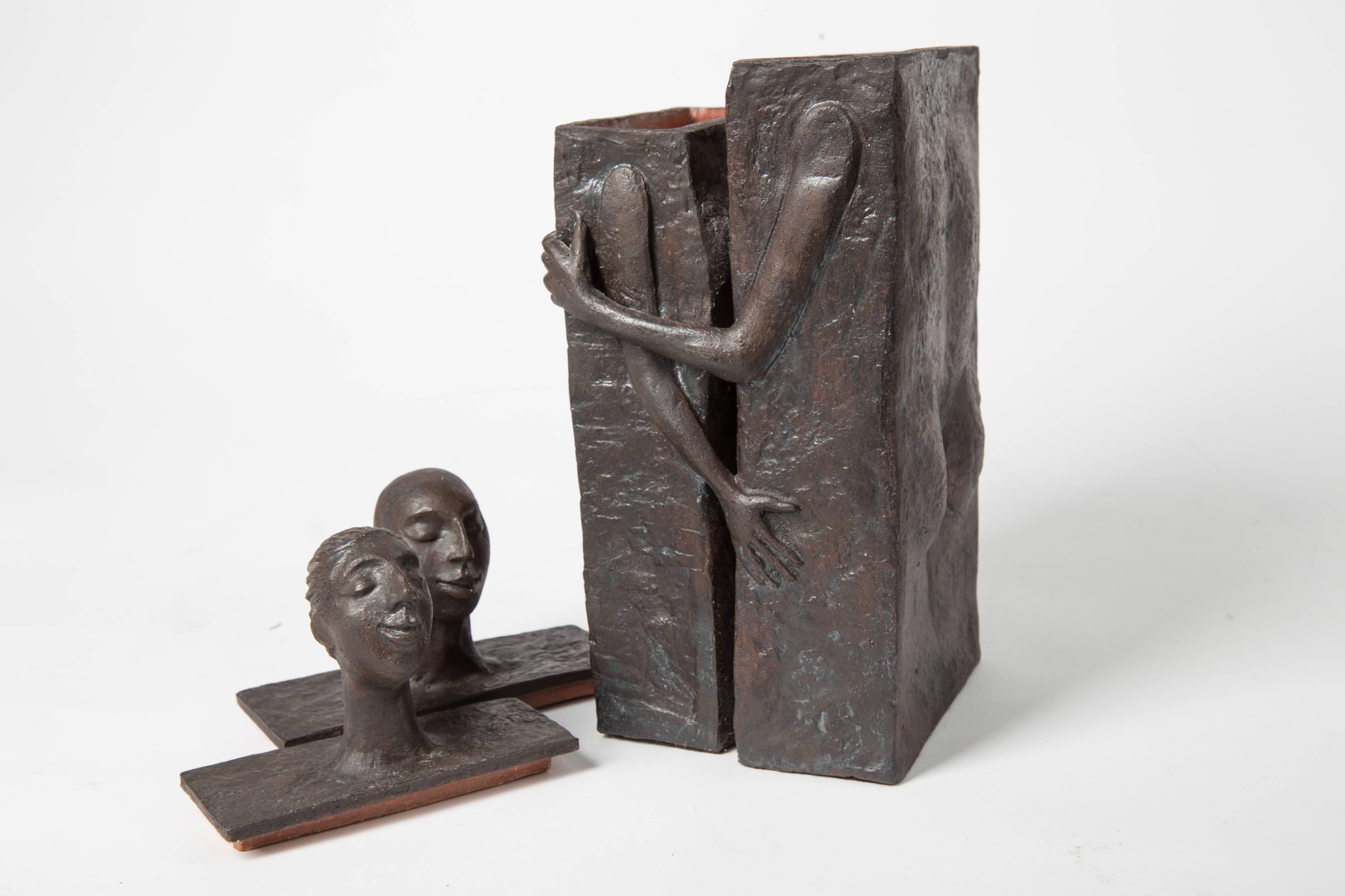 Embracing Male and Female Ceramic Figural Lidded Box Sculpture 4