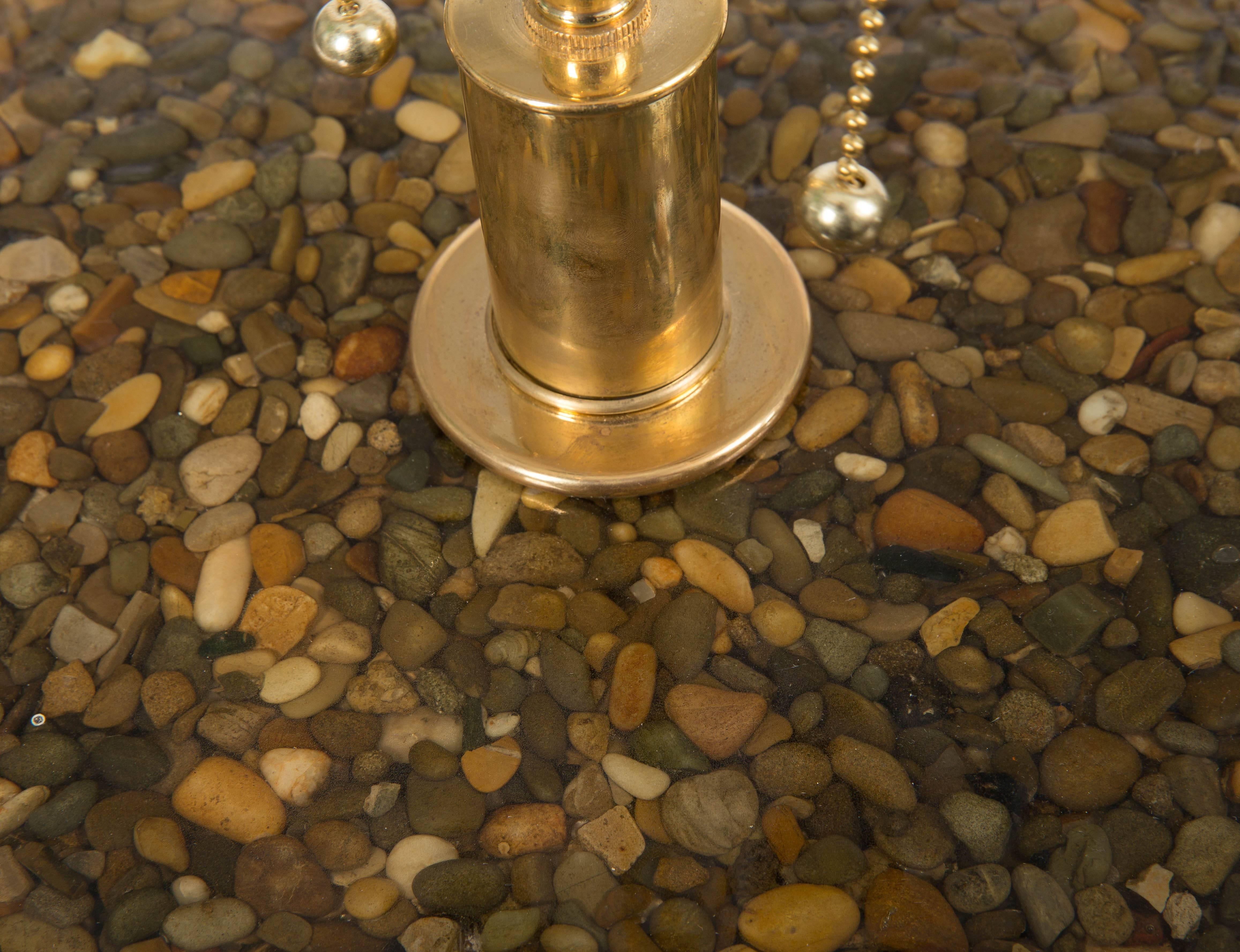 Pair of Cubic Resin and Pebble Lamps with Brass Hardware 1