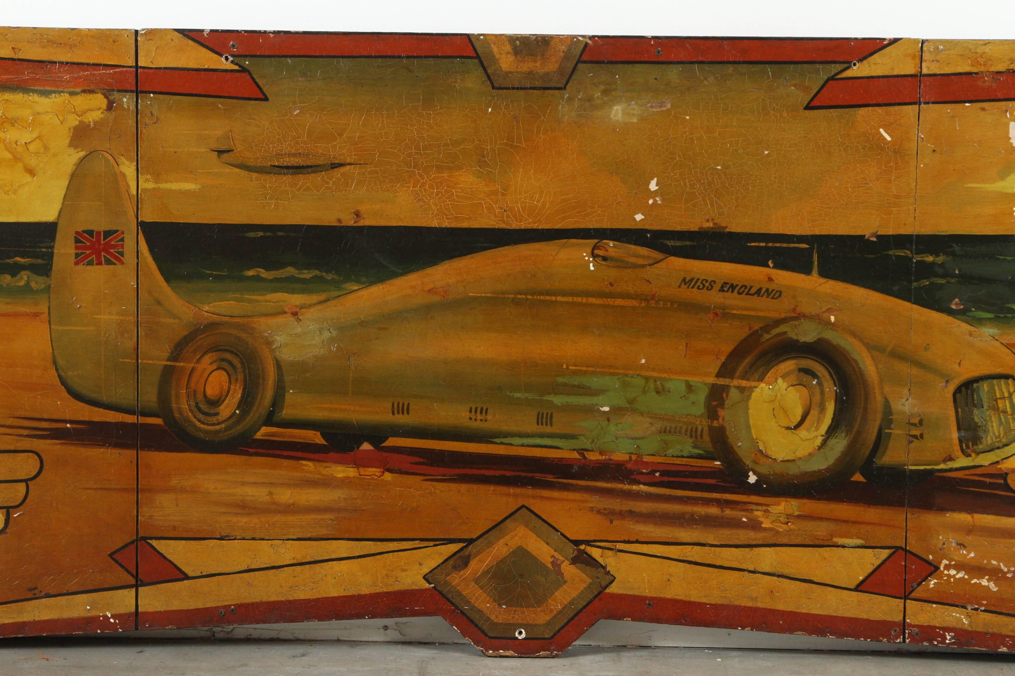 British  Early Carnival Futuristic Auto Hand-Painted Rounding Board