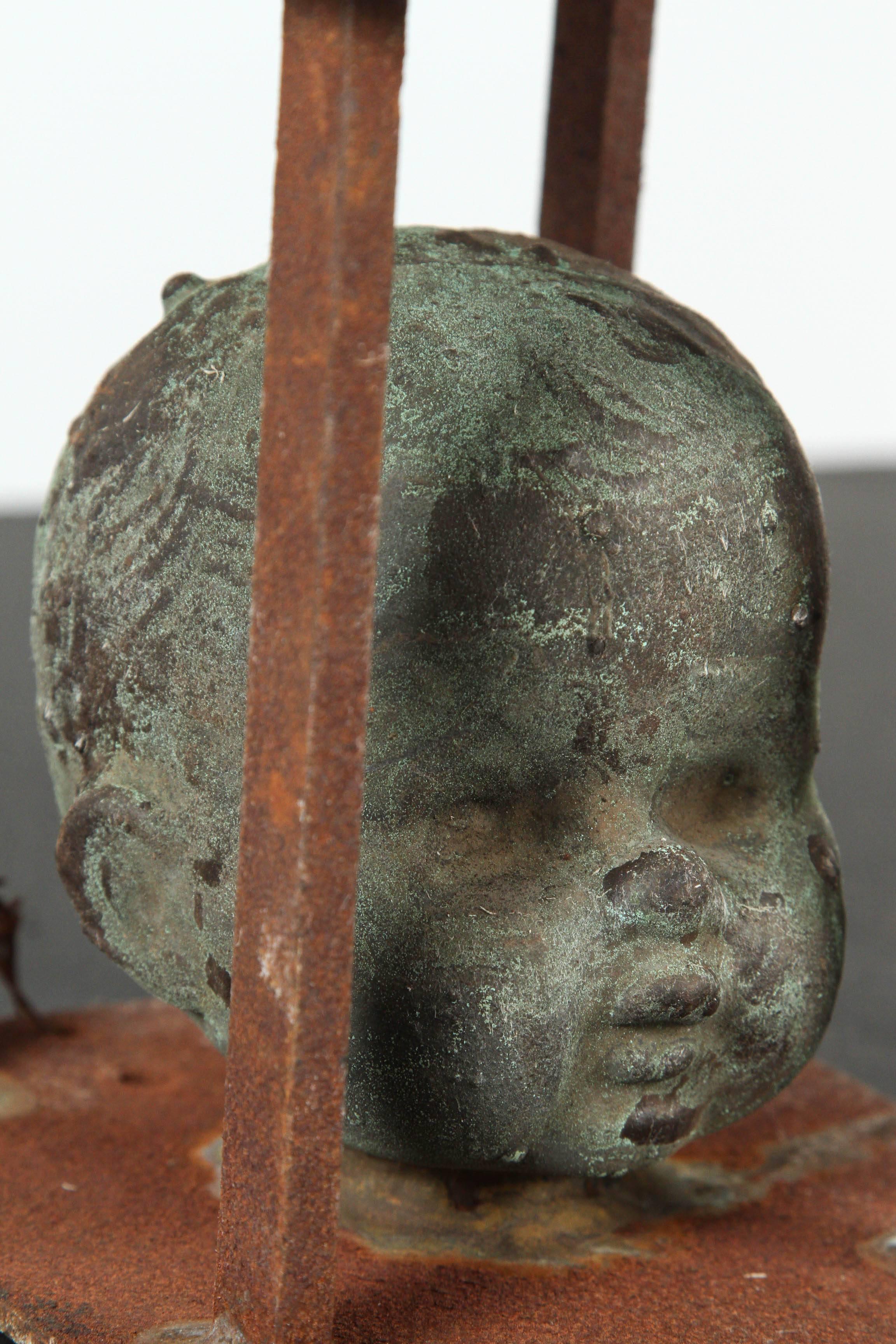 American Vintage Bronx Toy Factory Copper and Iron Doll Mold Head