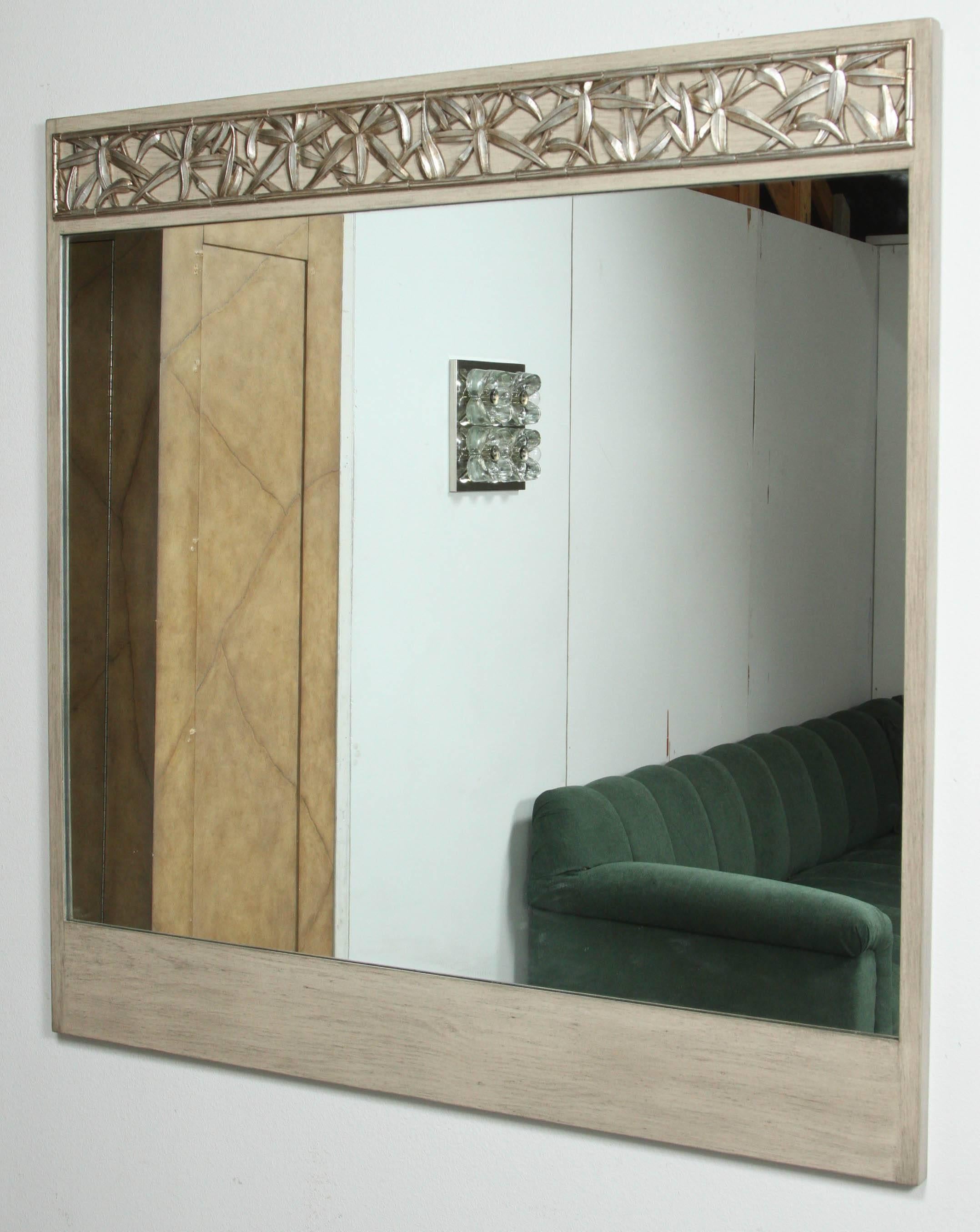 Bamboo Carved Mirror by James Mont In Excellent Condition In New York, NY