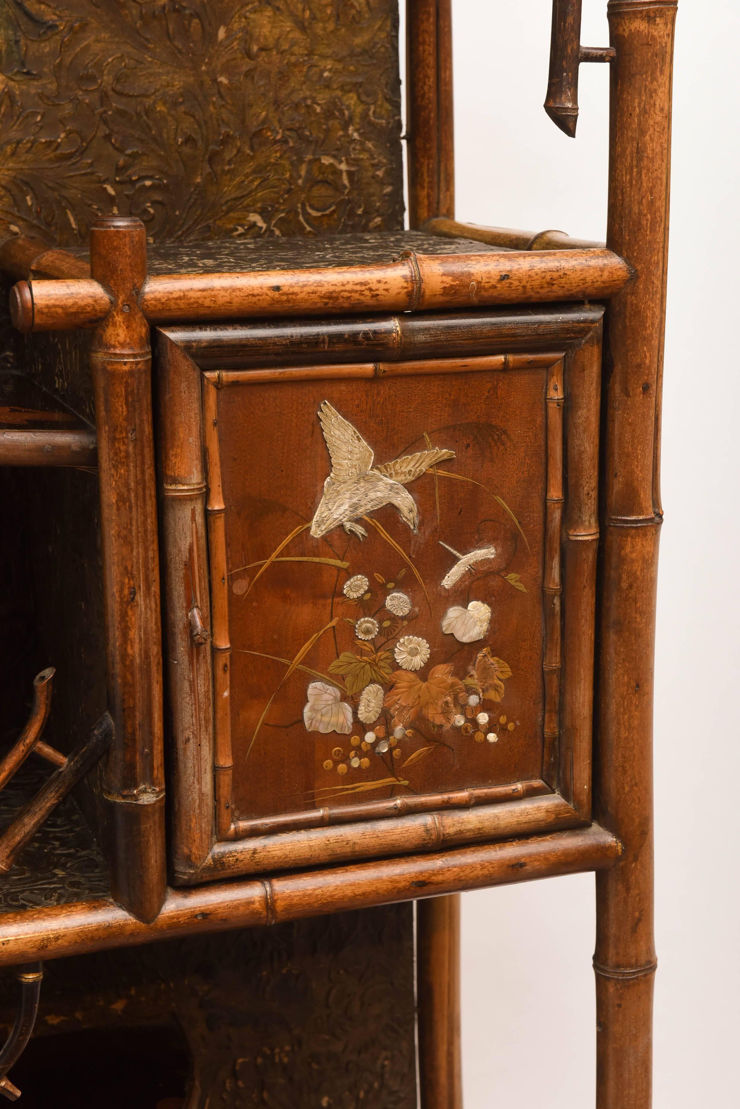 English Fine 19th Century Chinoiserie Pagoda form Bamboo Display Cabinet