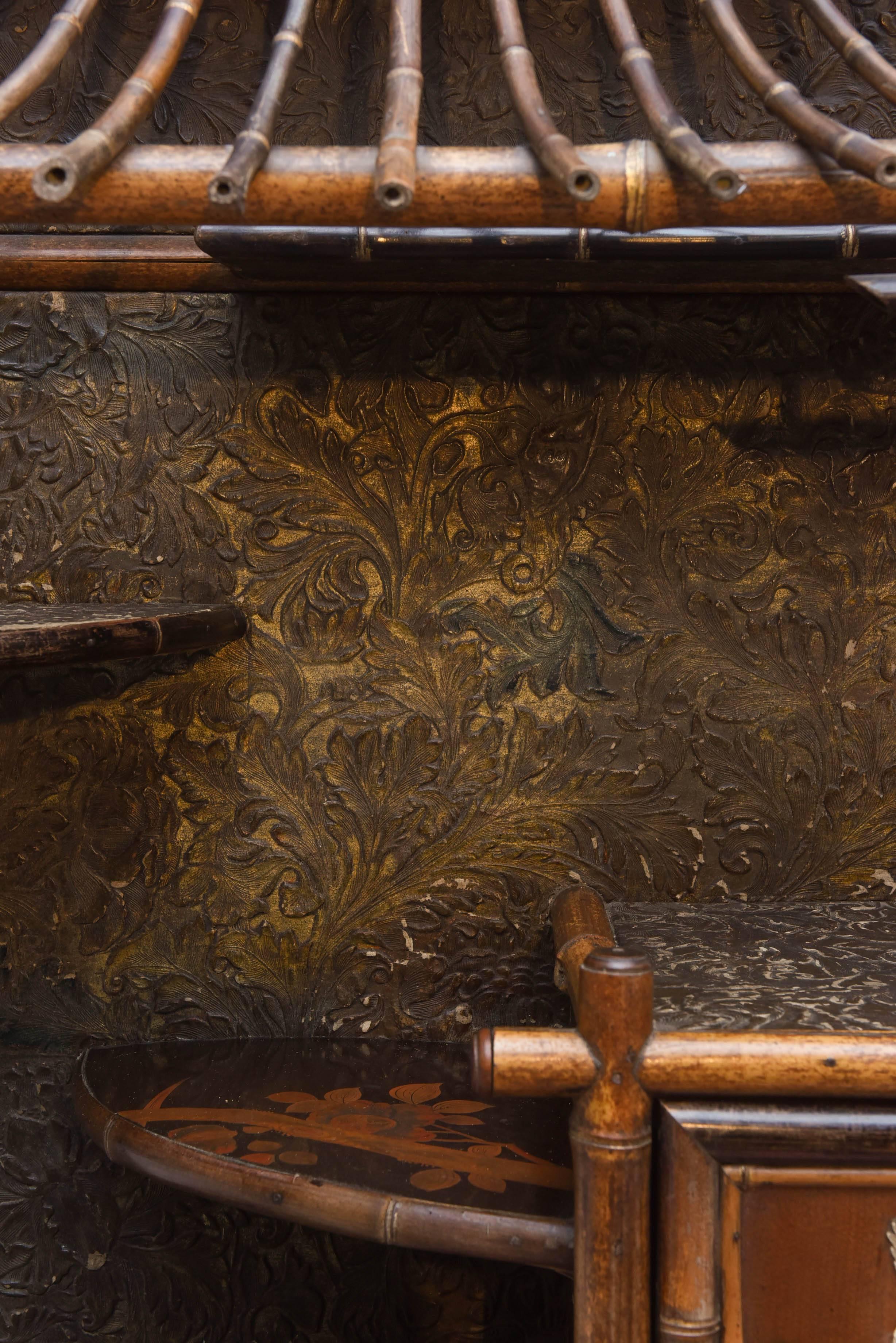 Late 19th Century Fine 19th Century Chinoiserie Pagoda form Bamboo Display Cabinet