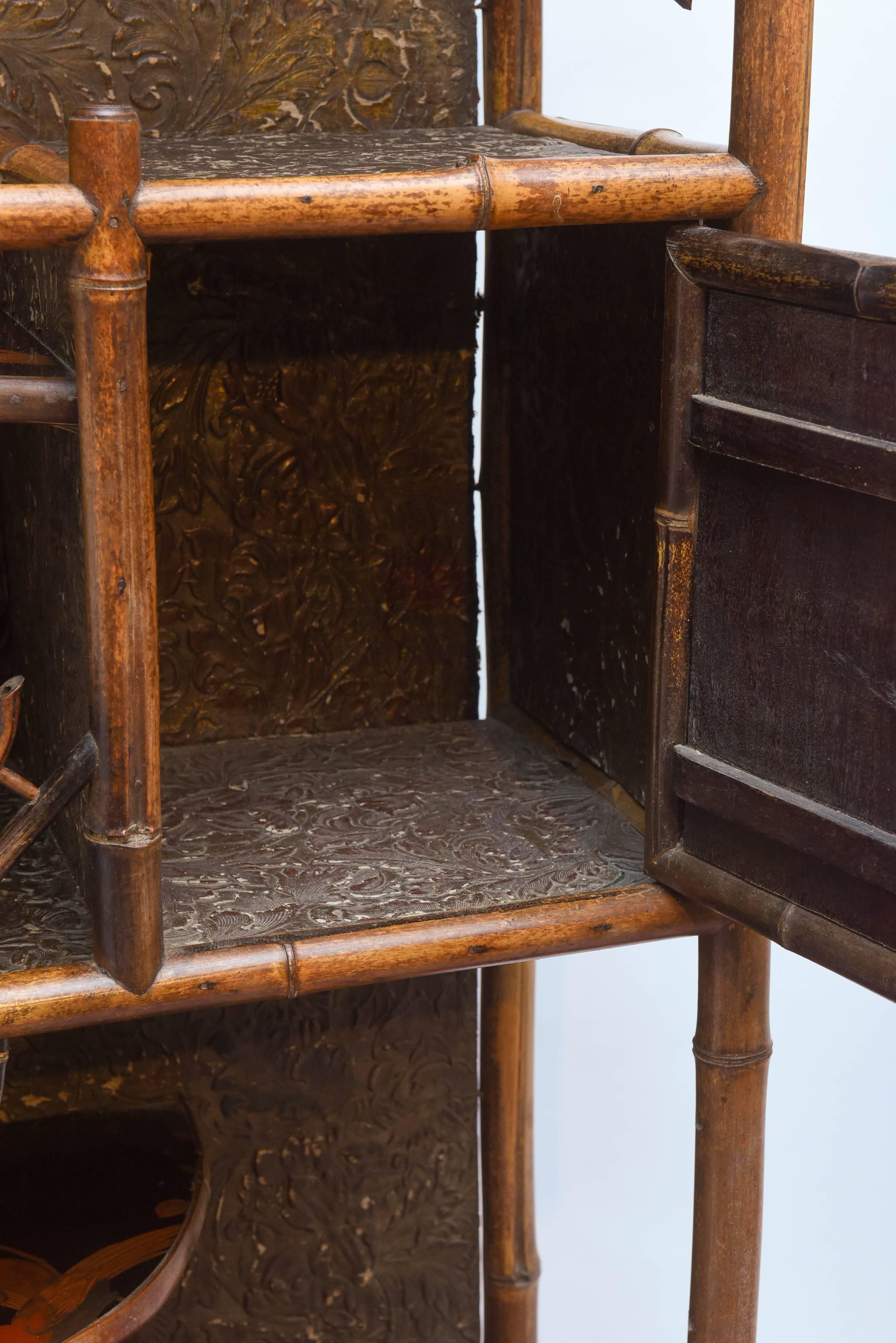 Fine 19th Century Chinoiserie Pagoda form Bamboo Display Cabinet 1