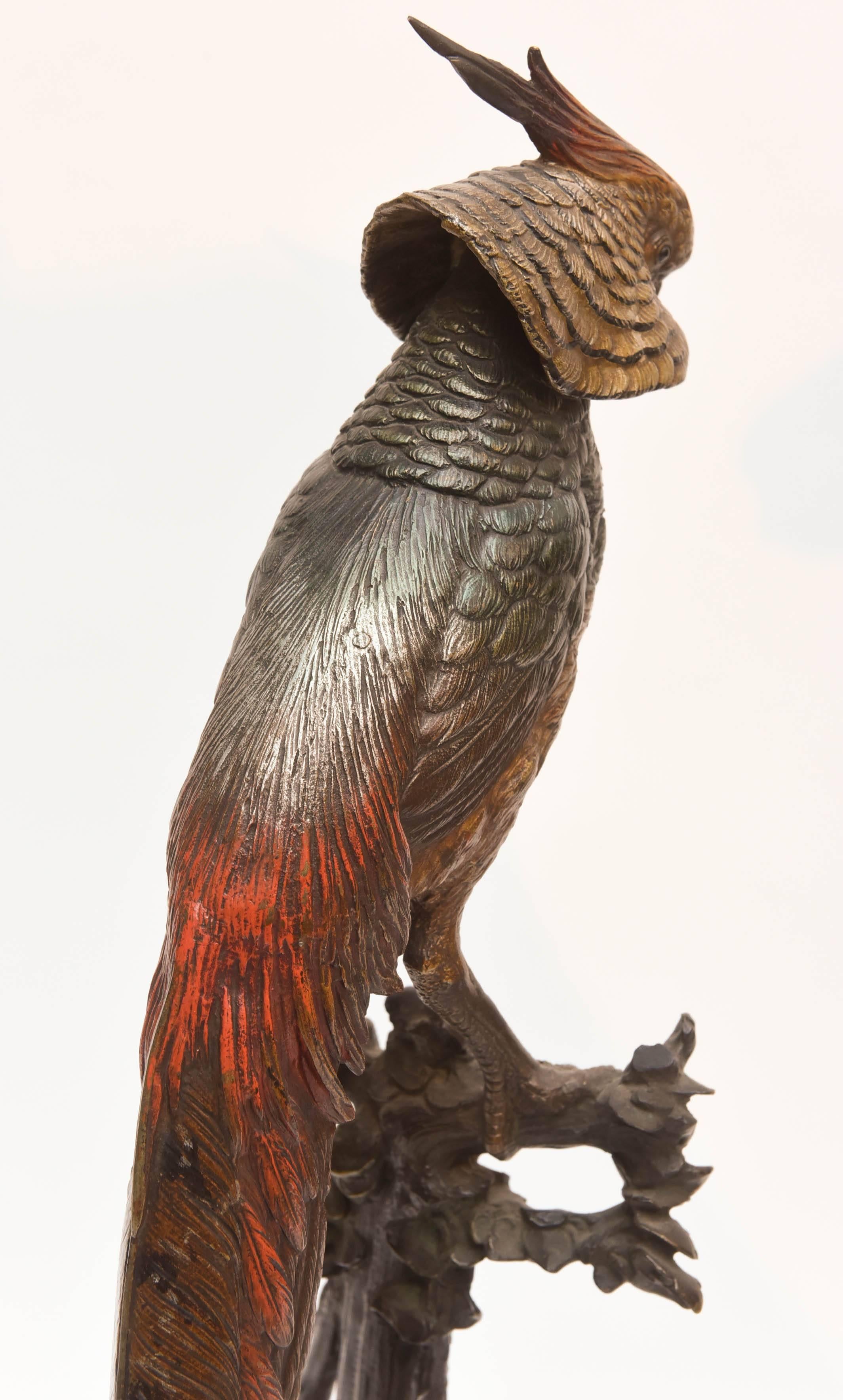 Pair of Art Deco Bronze Figures of Pheasants In Good Condition In West Palm Beach, FL