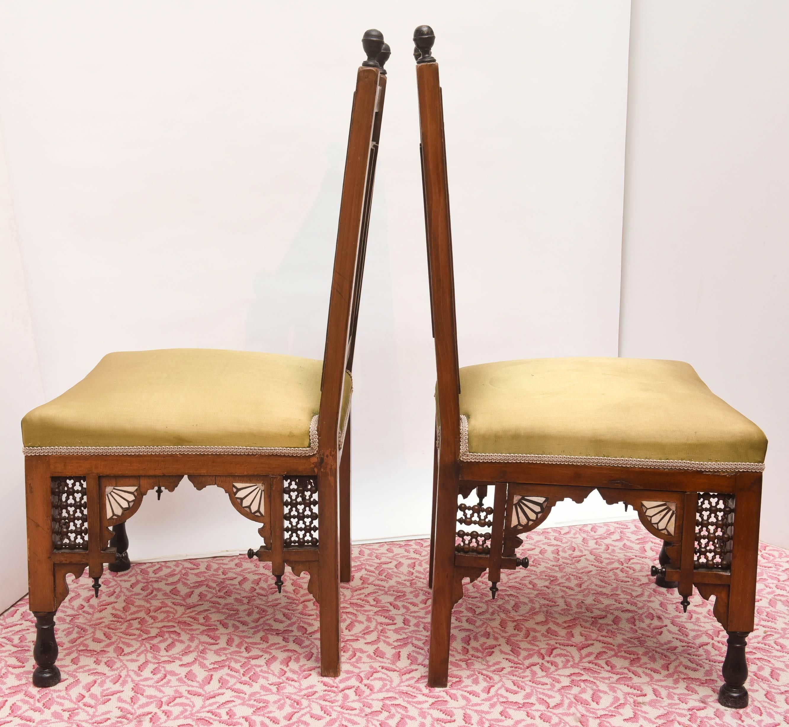 Superb Pair of 19th Century Ottoman Side Chairs In Good Condition In West Palm Beach, FL