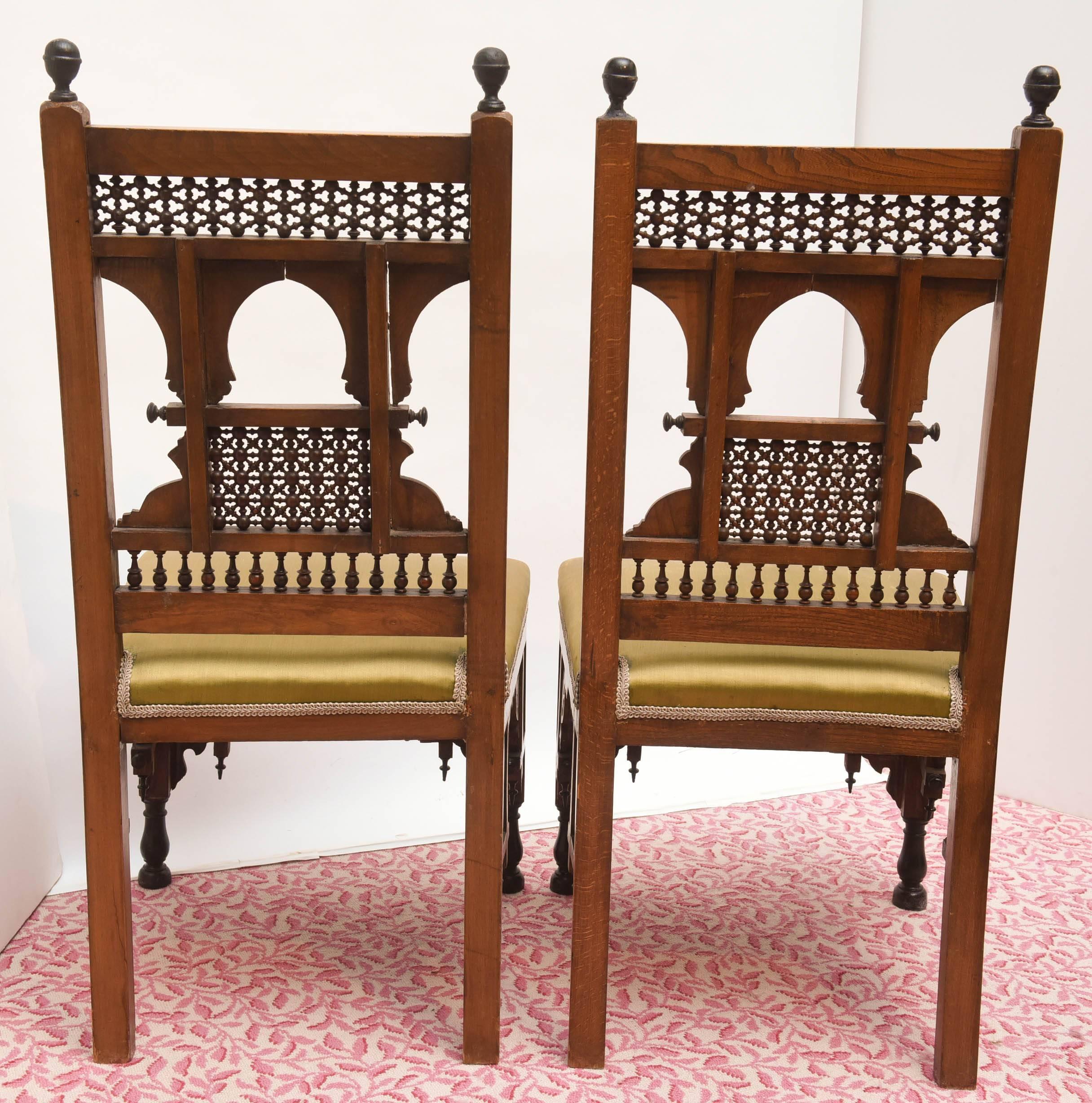 Bone Superb Pair of 19th Century Ottoman Side Chairs