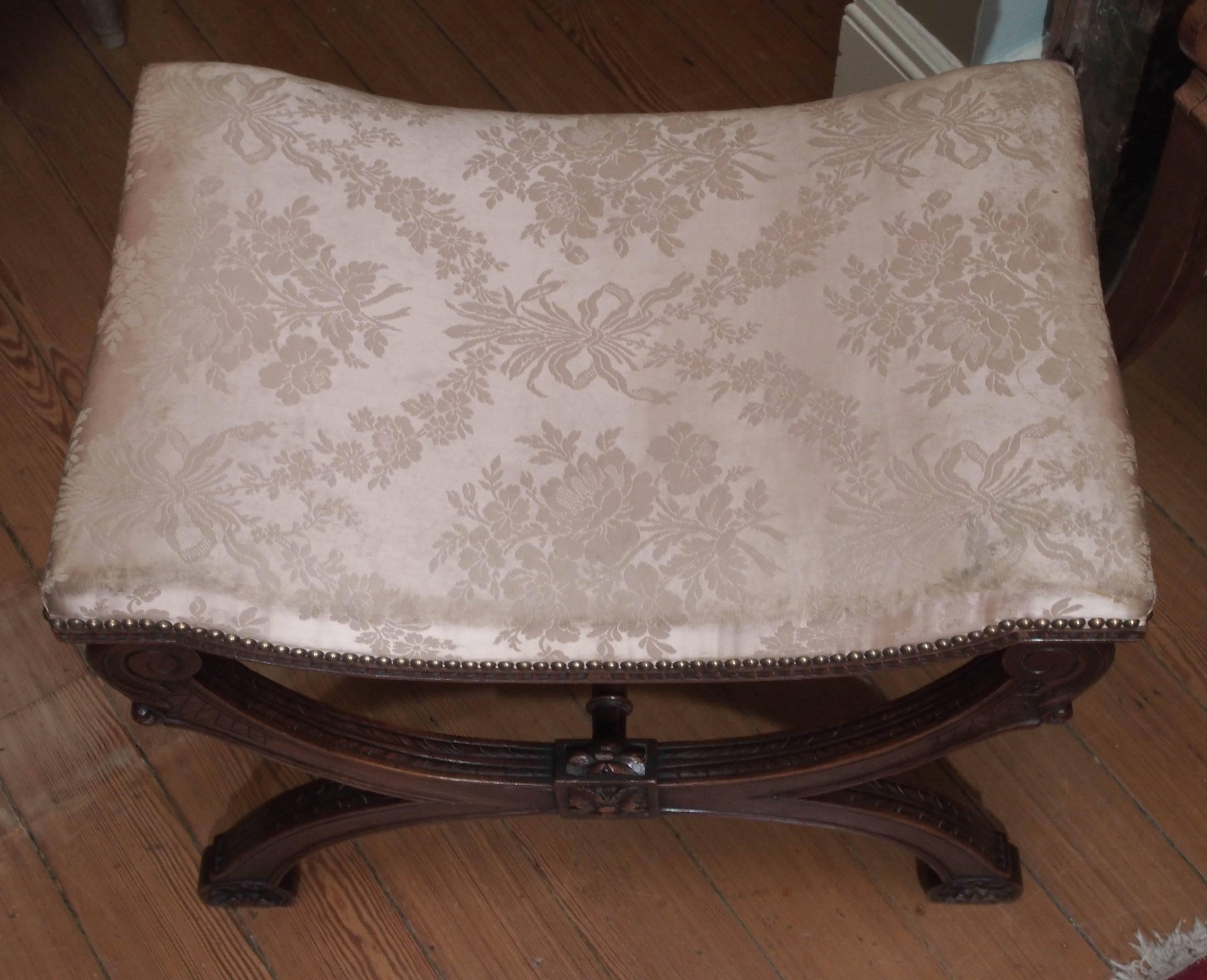 French 19th century walnut Curole stool.