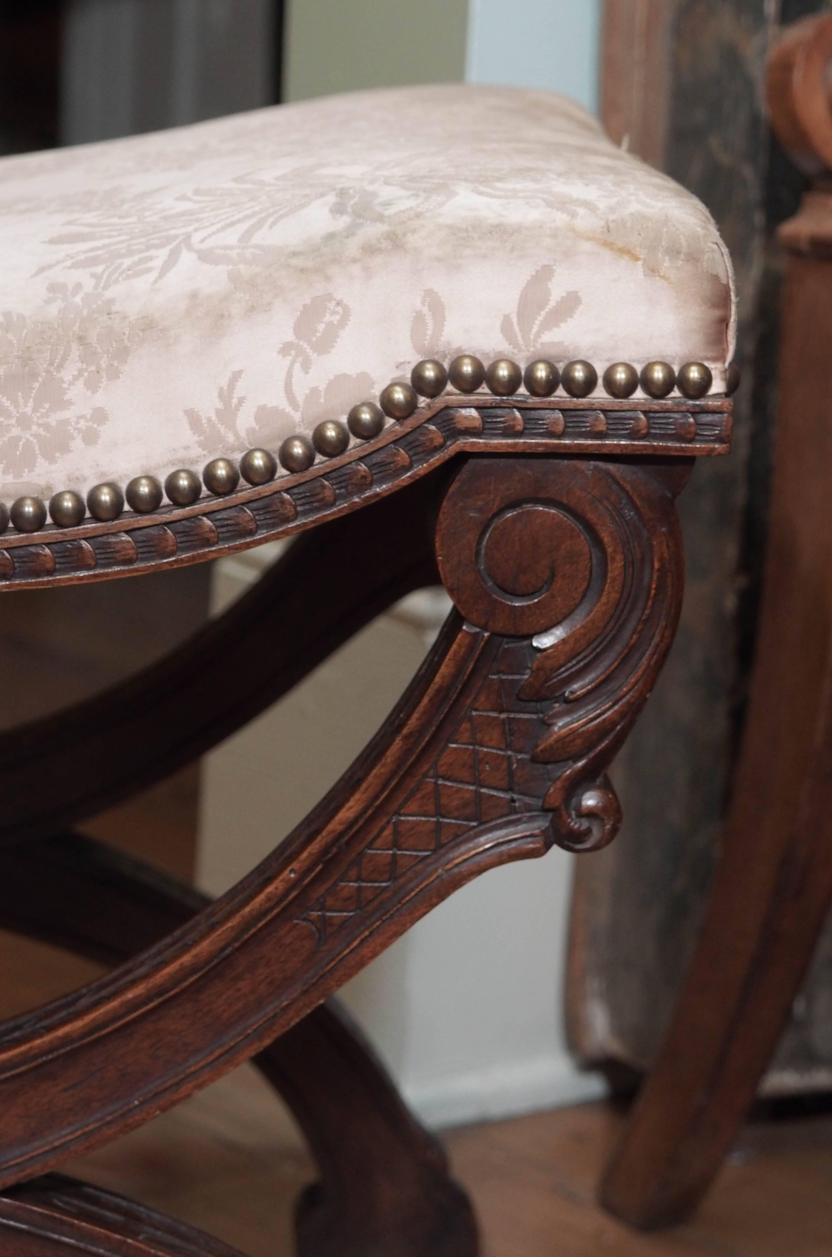 19th Century French Walnut Curole Stool