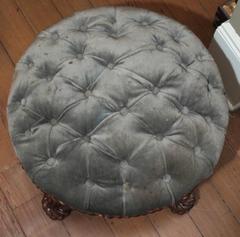 French Napoleon III Carved Giltwood "Rope" Stool