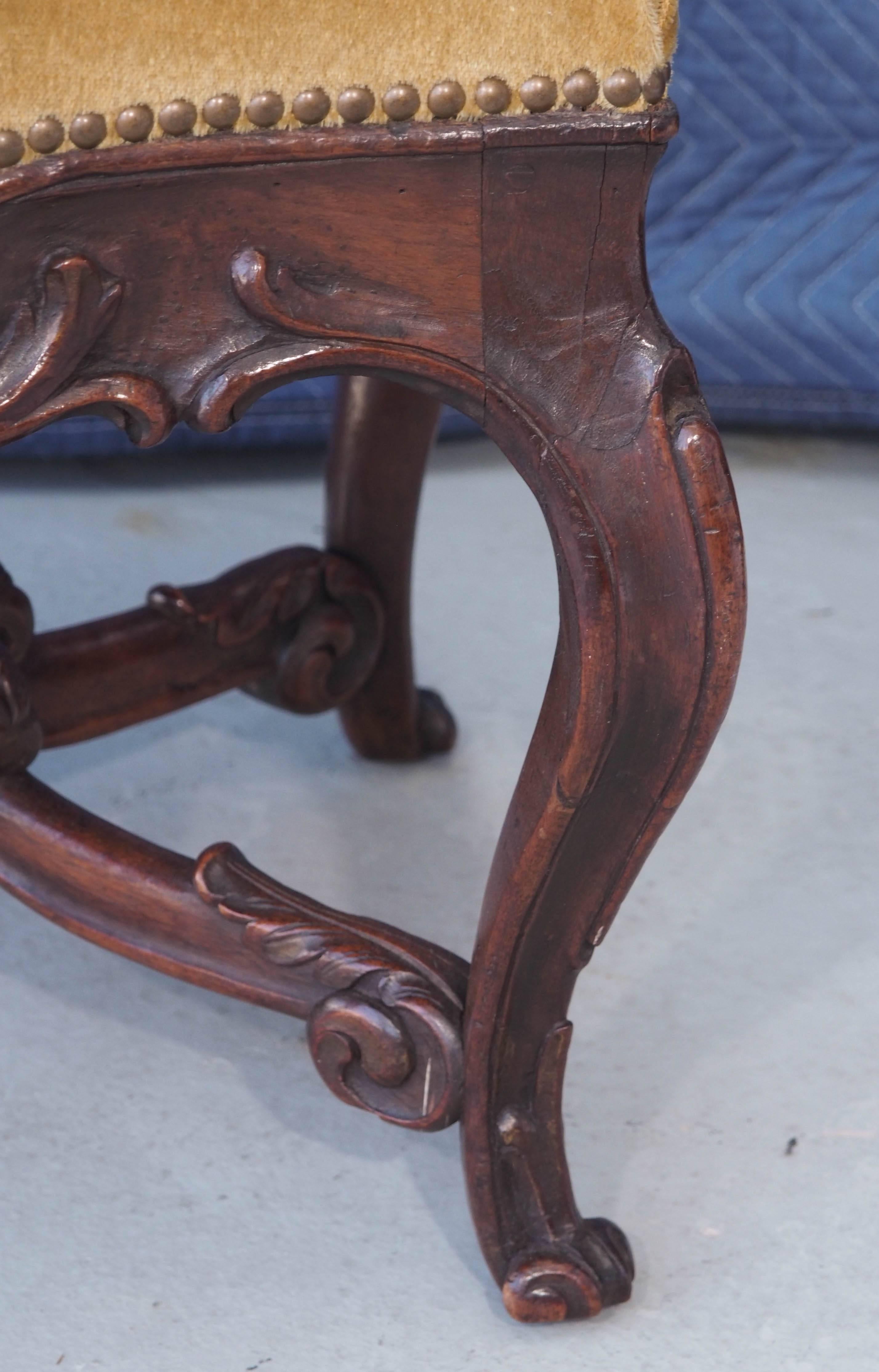 19th Century French Louis XV Style Walnut Stool For Sale