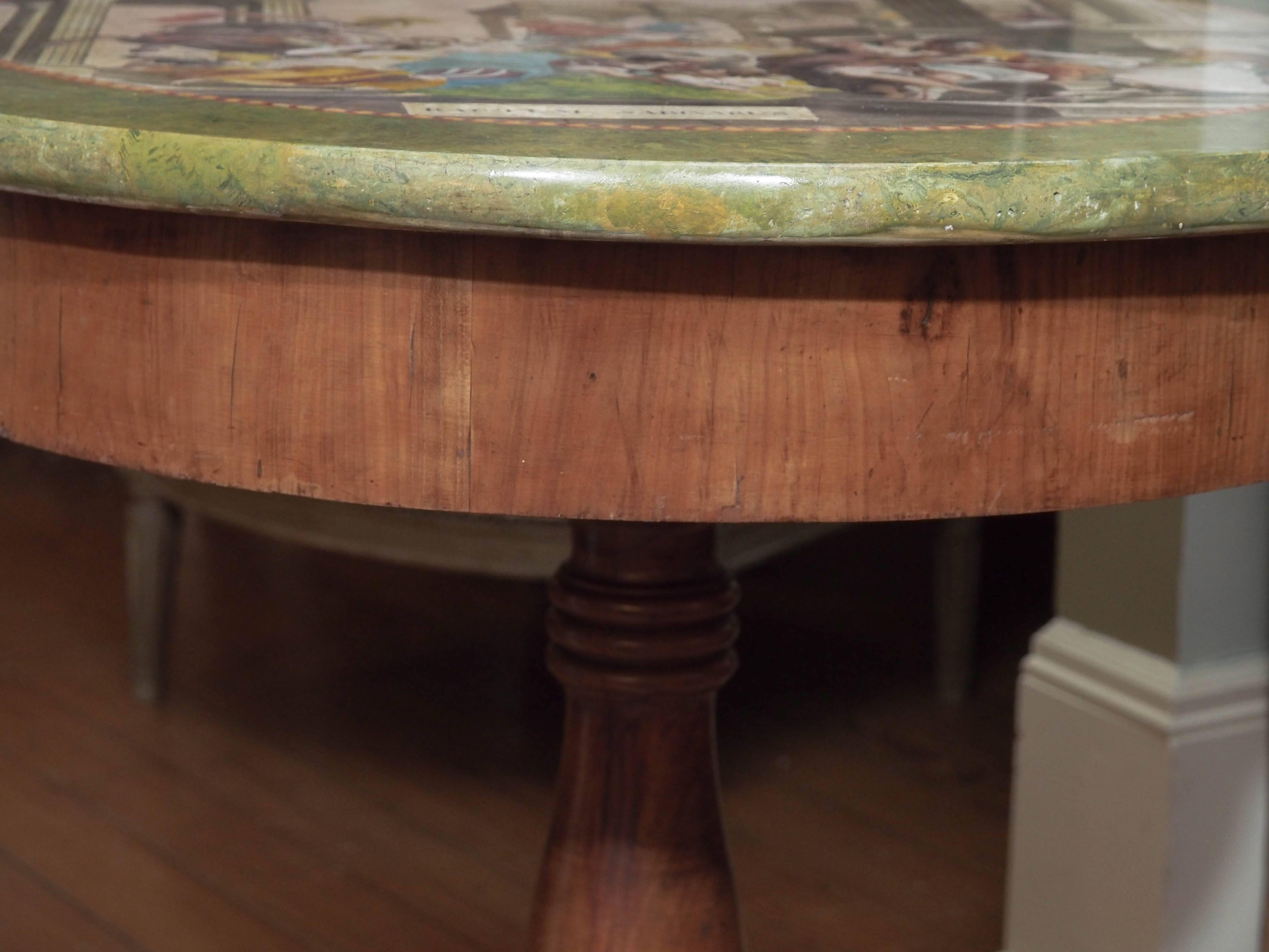 Early 19th Century Painted Scagliola Table Top with Walnut Base