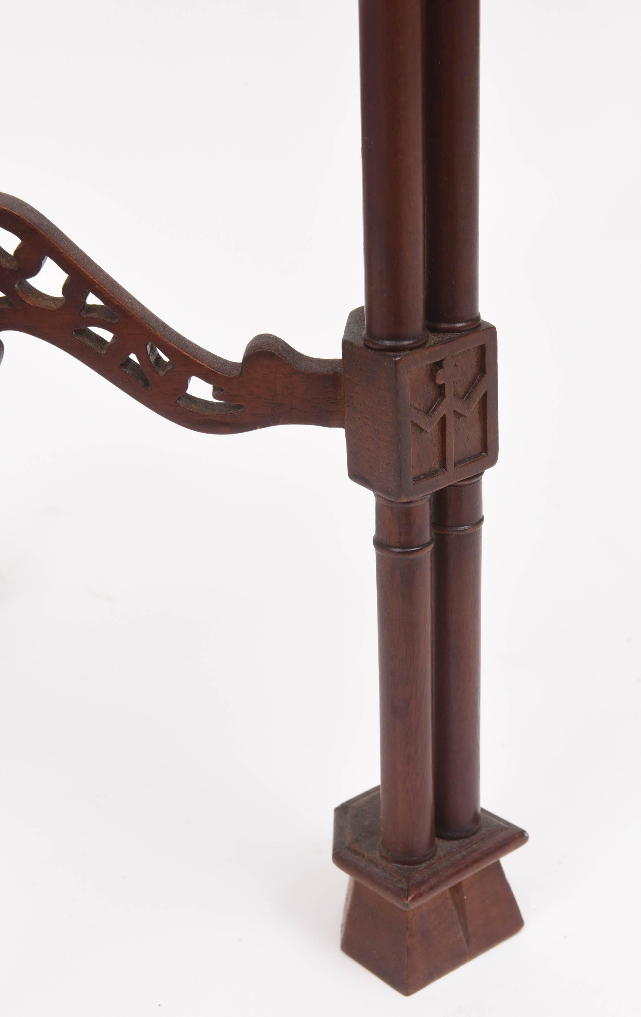 20th Century Pair of Chippendale Gothic-Revival Style Stands, Pedestals or Side Tables