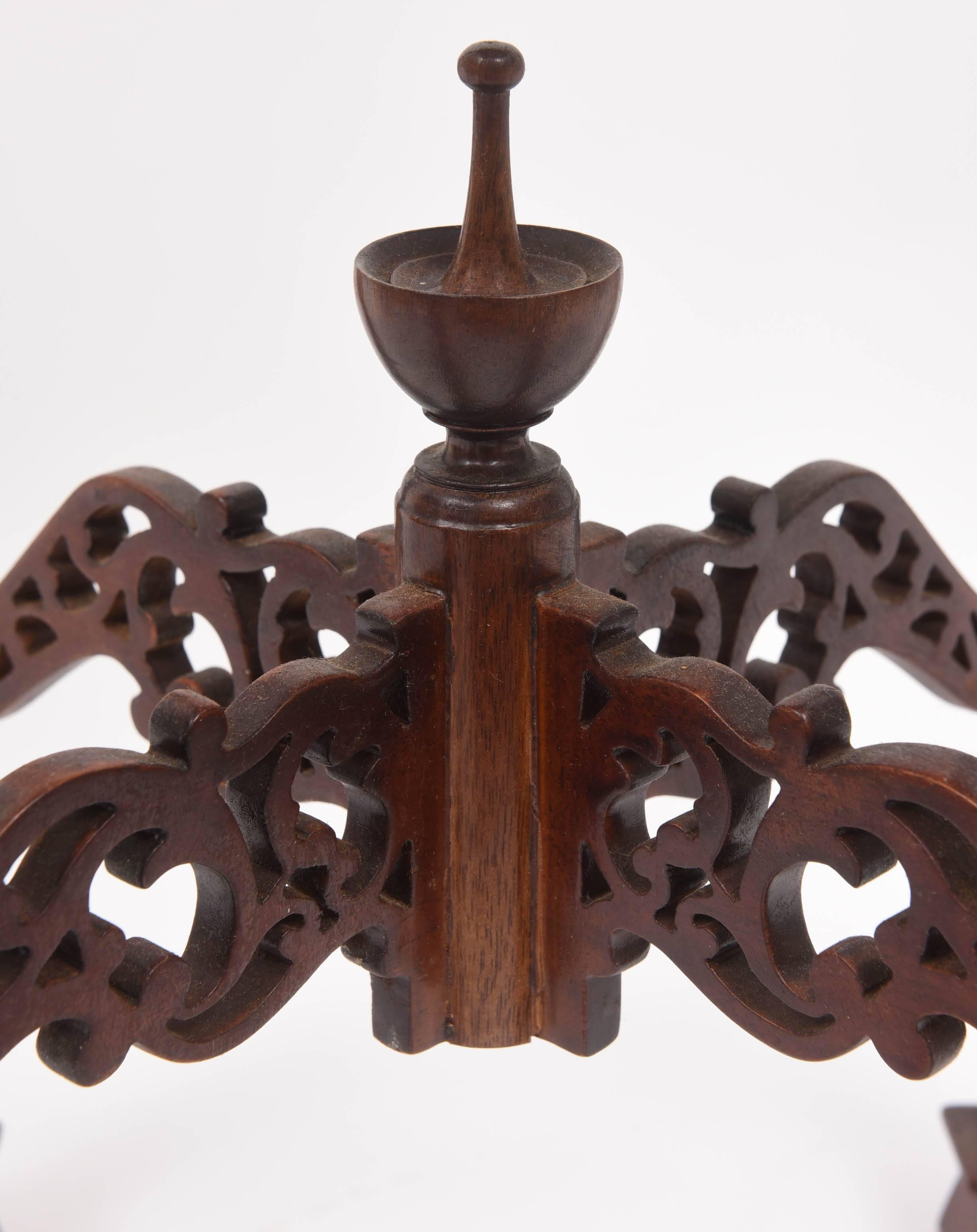 Mahogany Pair of Chippendale Gothic-Revival Style Stands, Pedestals or Side Tables