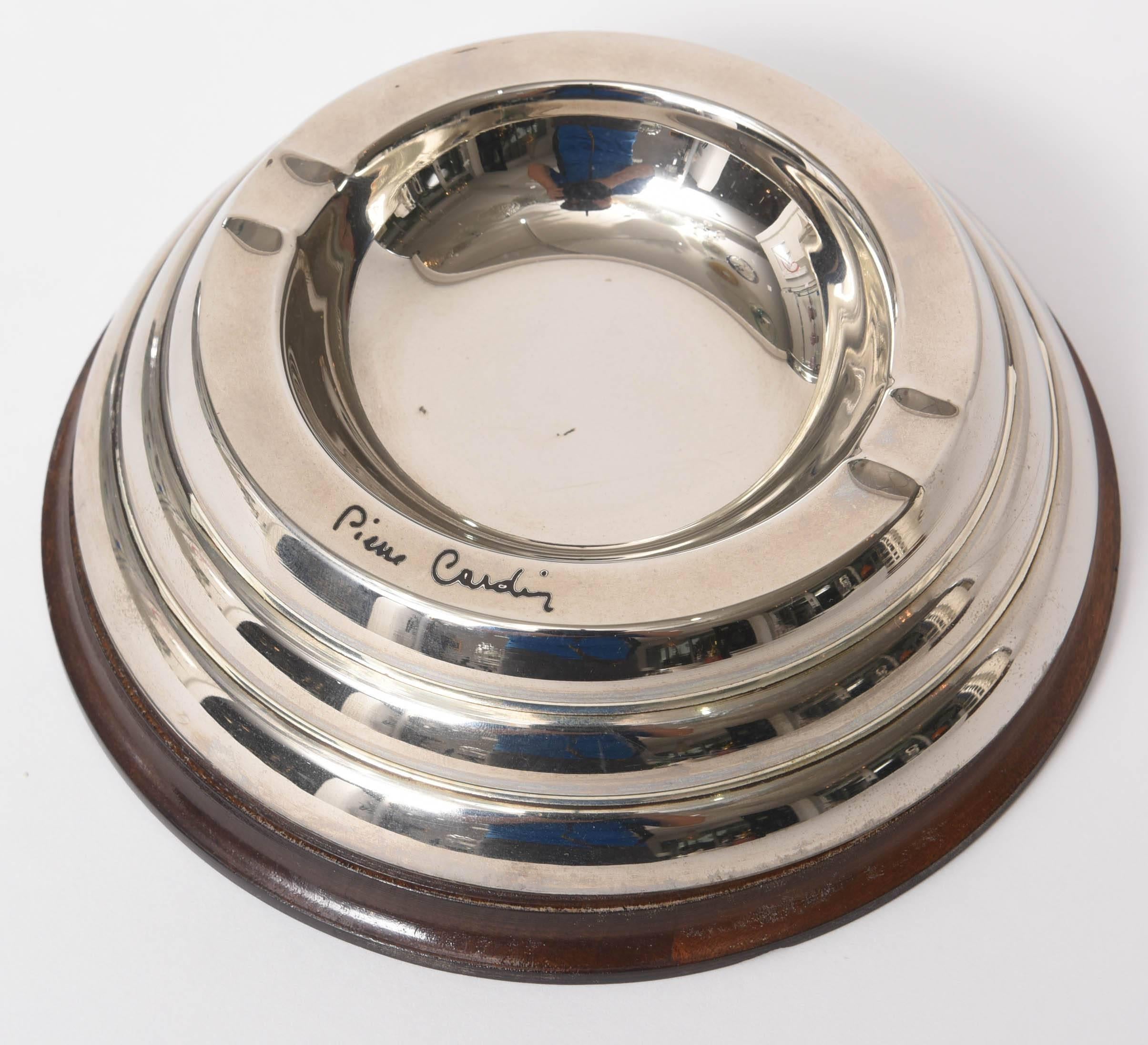 Pierre Cardin Art Deco Style Table Set of Lighter and Ash Tray, Silver Plate In Excellent Condition In West Palm Beach, FL