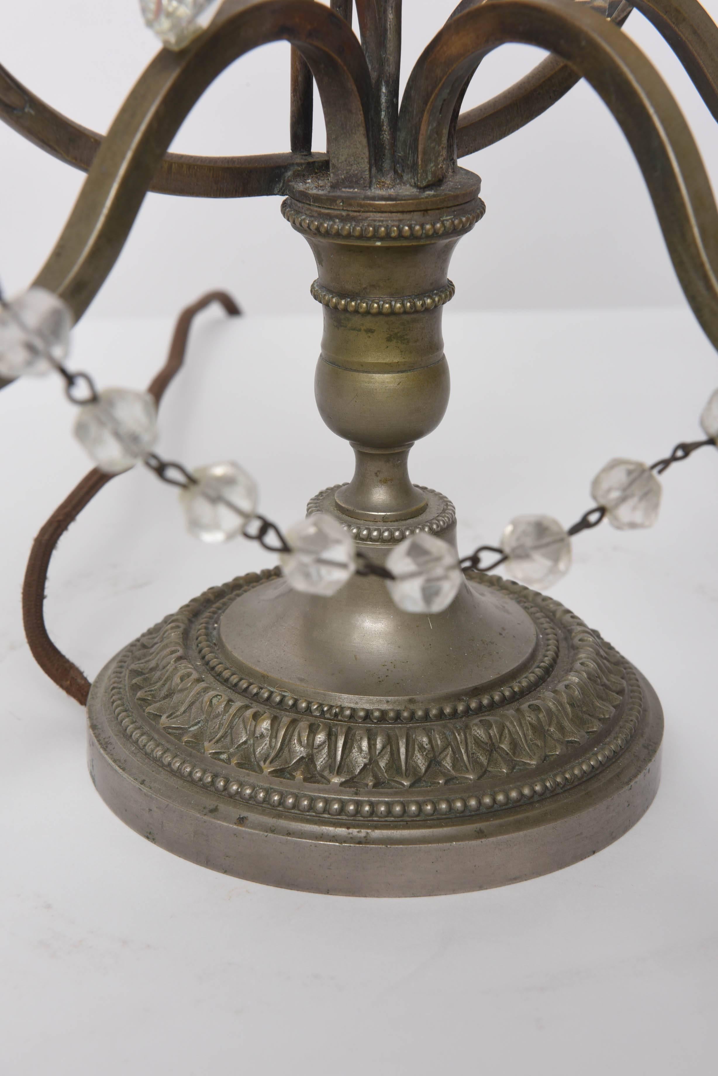 Pair of Bronze and Crystal Louis XV Style Three-Light Girandoles 1