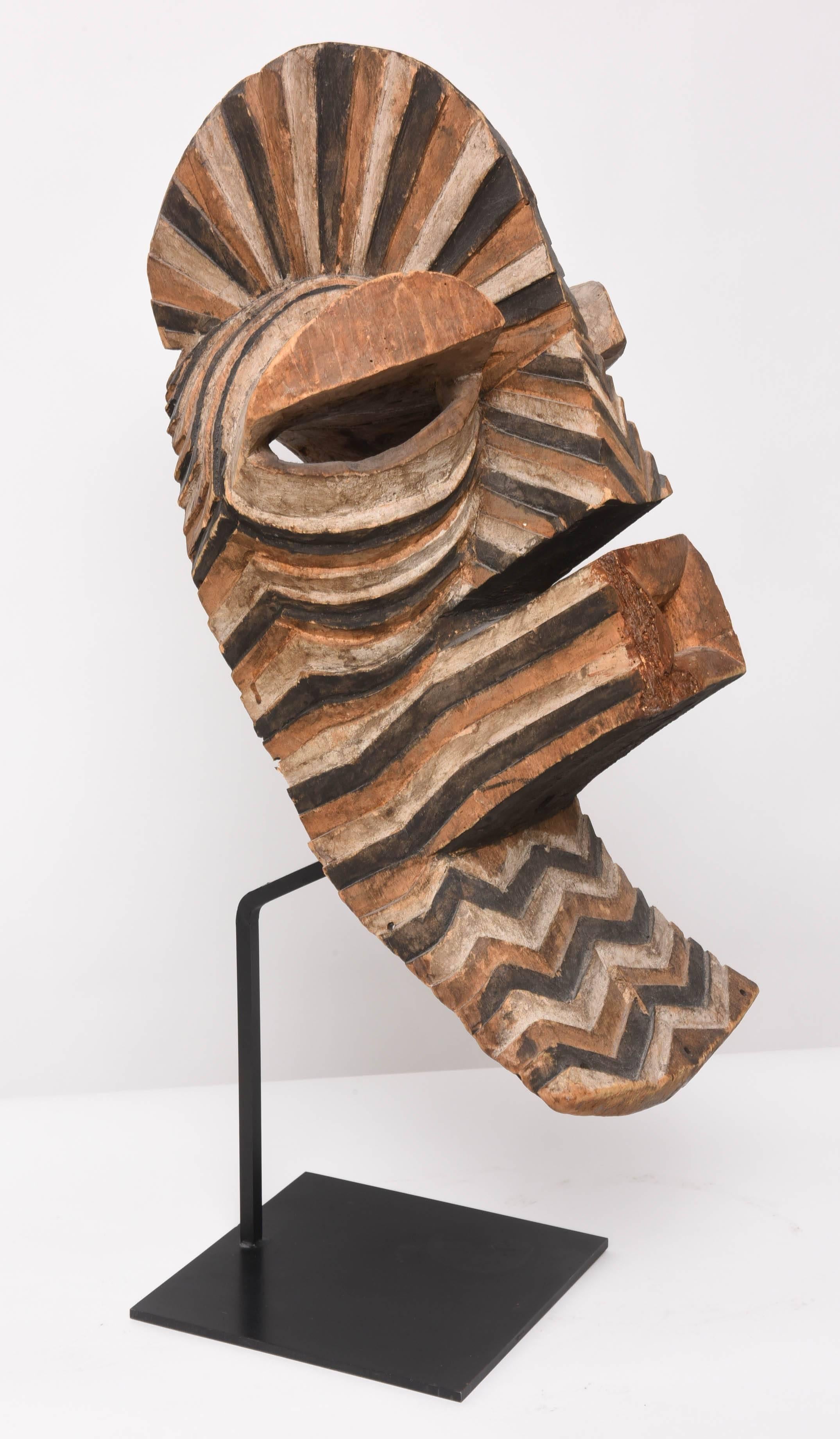Congolese Kifwebe Style Ceremonial Mask of the Songye People in the Republic of Congo