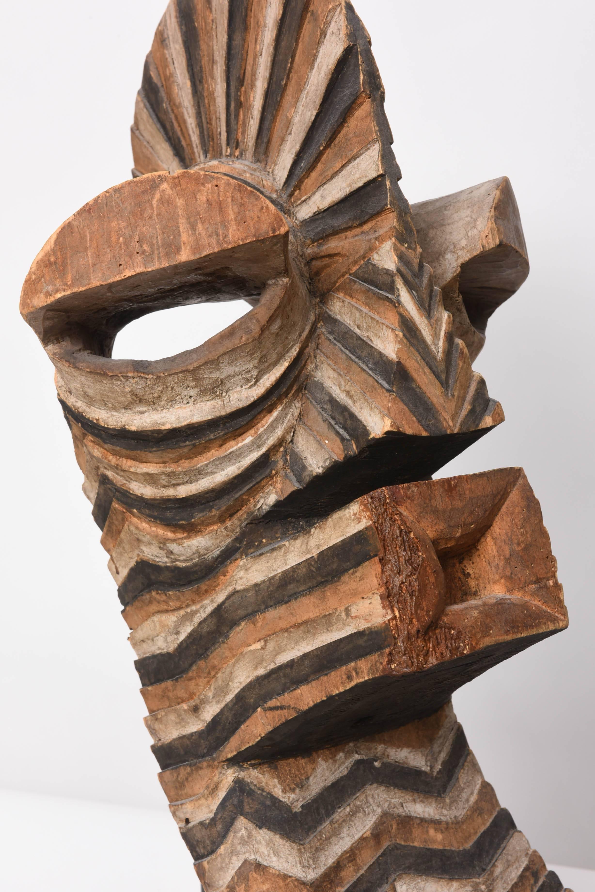 Carved Kifwebe Style Ceremonial Mask of the Songye People in the Republic of Congo