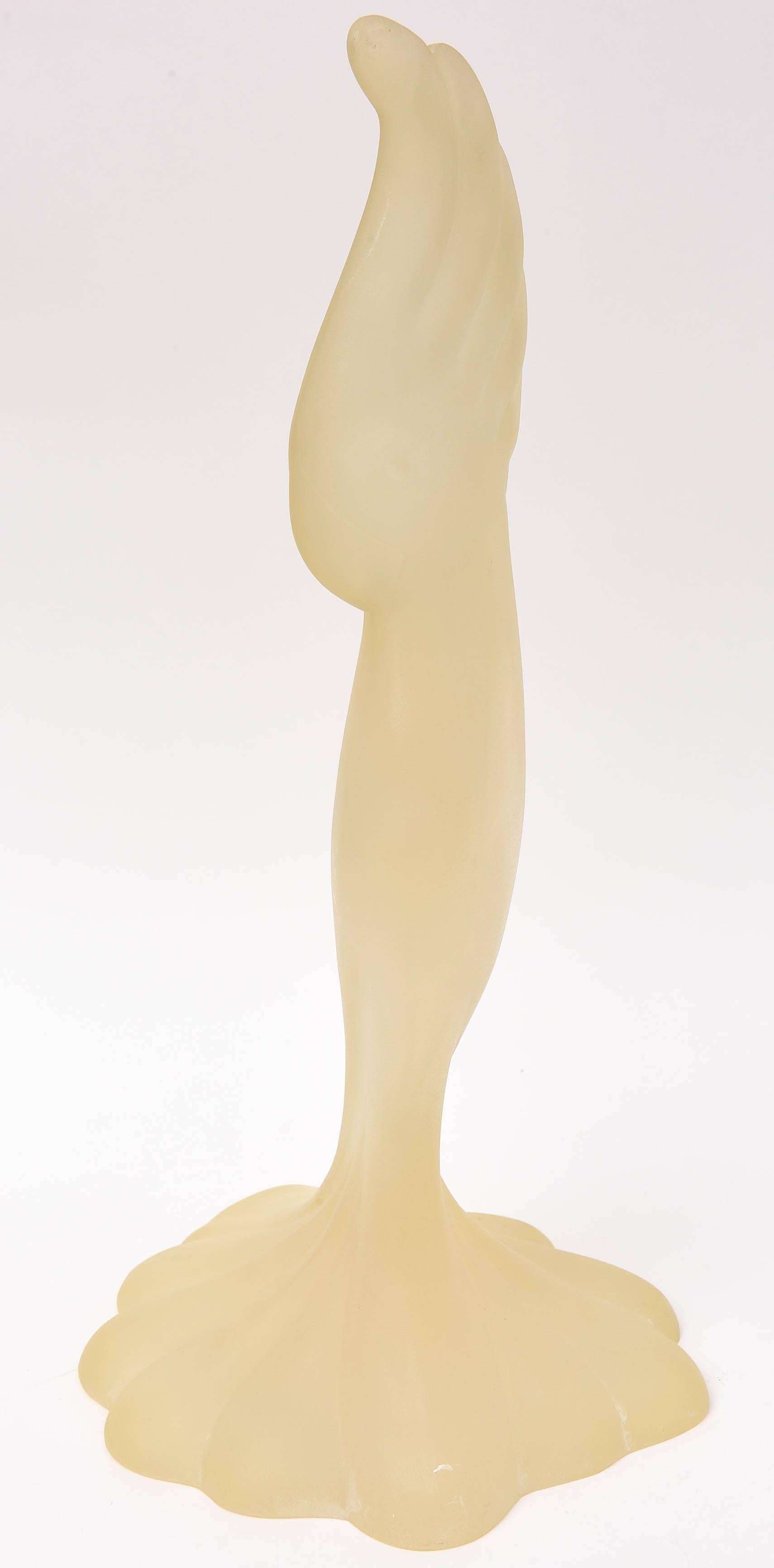 Machine-Made Mid Century Modern Resin Sculpture of a Parrot, Tall and Elegant