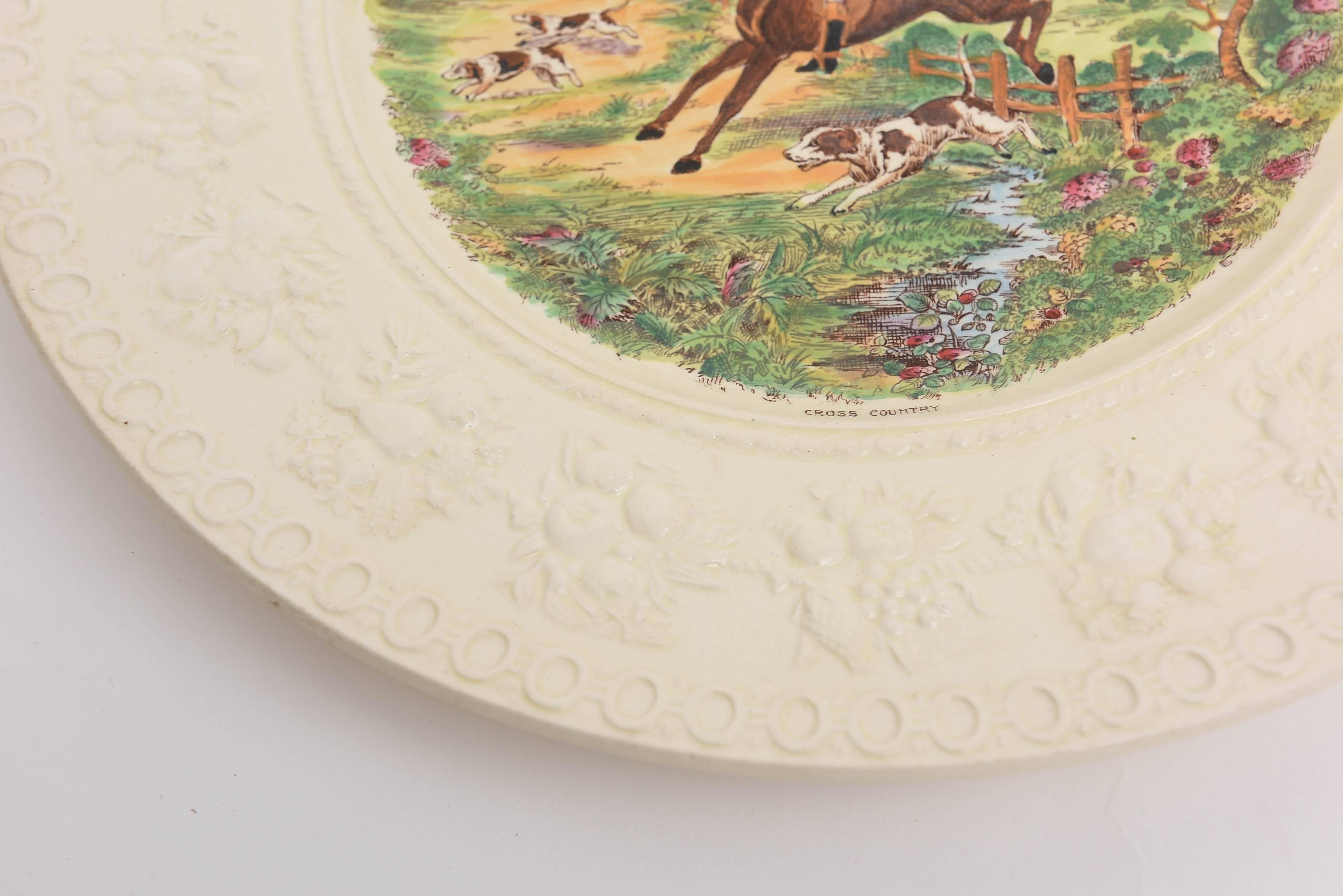 Porcelain Eight Wedgwood Equestrian  Fox Hunt Plates, Vintage. Clear and Crisp Colors