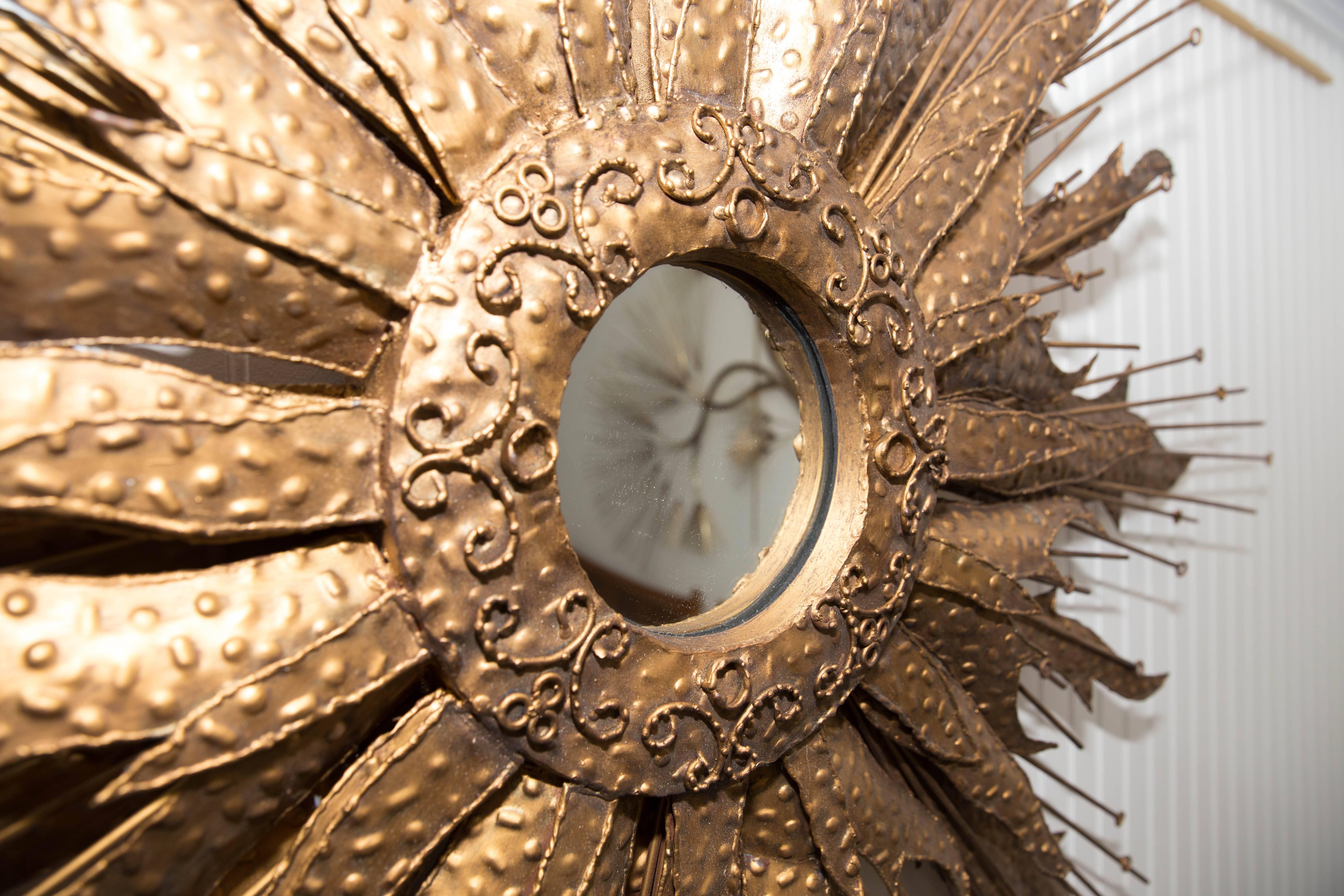 Mid-Century Brutalist Style Monumental Starburst Mirror For Sale 2