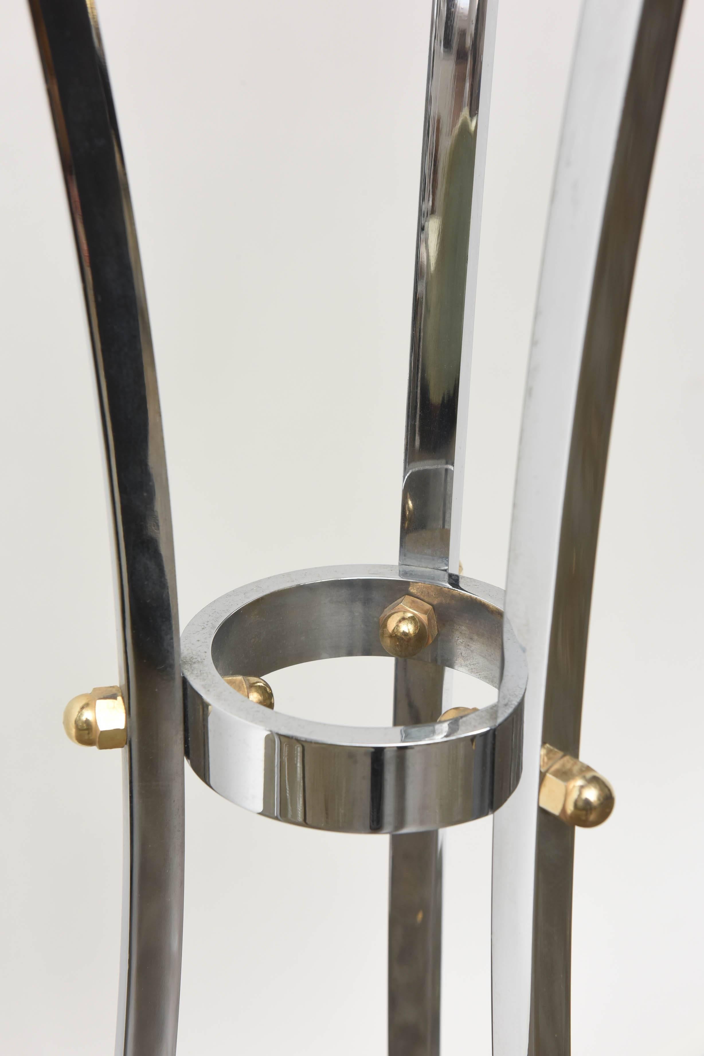 French Pair of Chrome & Brass Pedestals by Maison Jansen