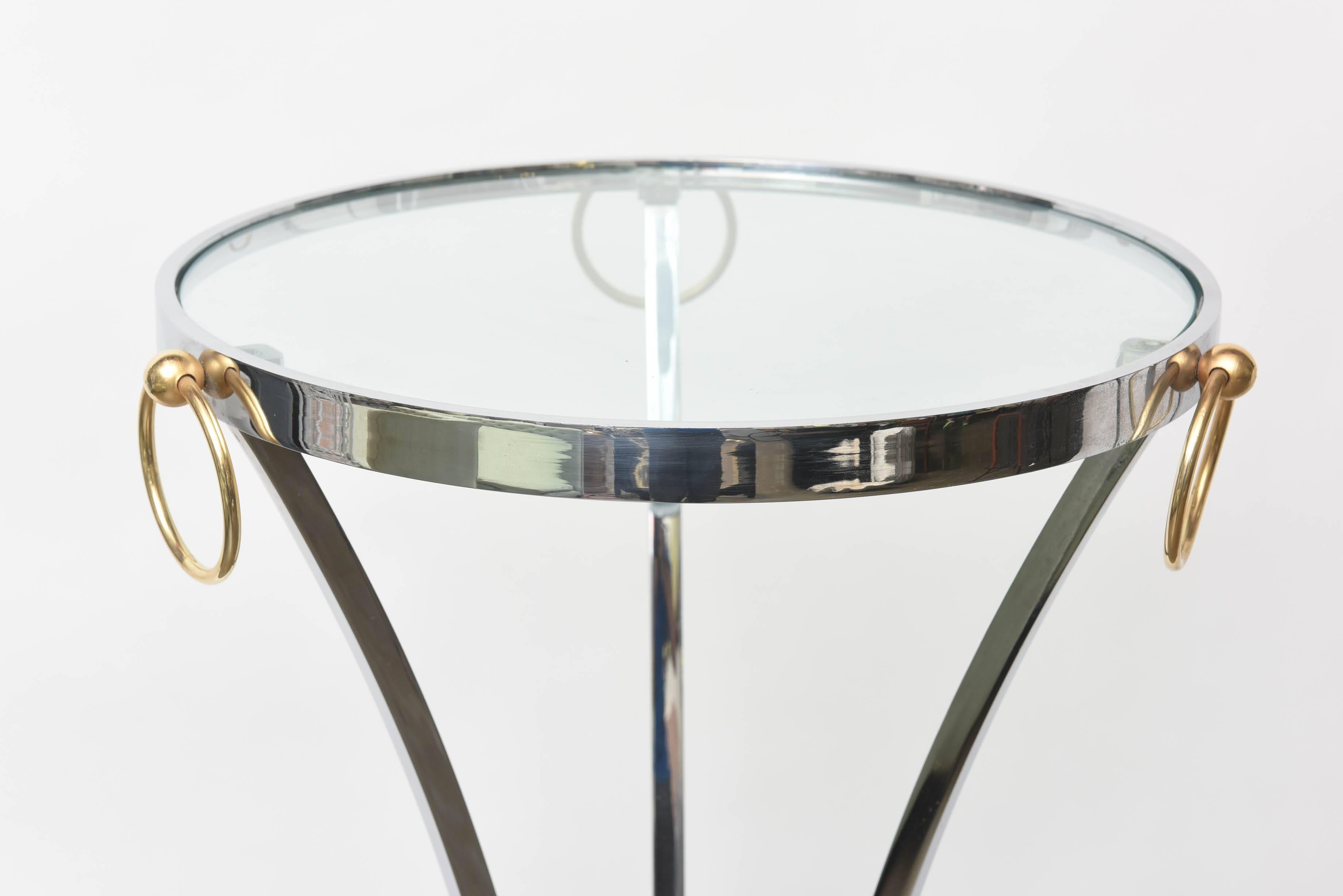 Pair of Chrome & Brass Pedestals by Maison Jansen 1